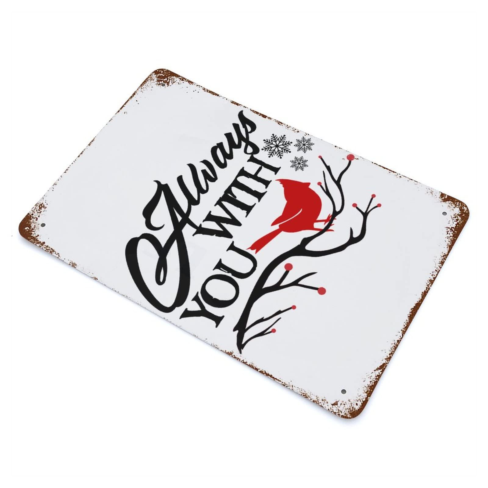 Plaque en métal Cardinals Always with You déco murale pour maison et jardin 30x45 cm