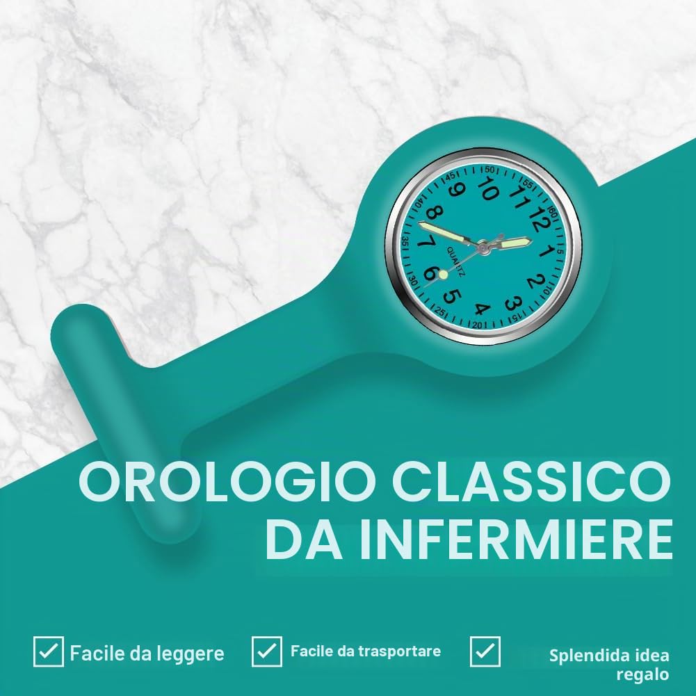 Vicloon Orologio da Infermiere, Orologio per Infermieri in Silicone con Spilla, Infermieri Fob Medical Watch Quandrante Rotondo, Orologi da Tasca per Medici e Infermieri Paramedico