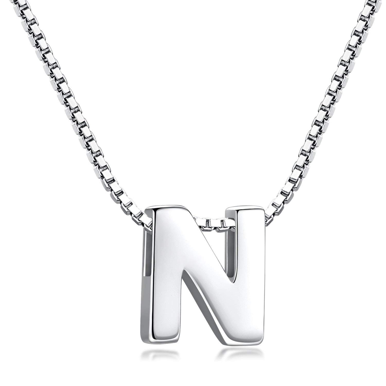 Candyfancy Collar de Mujer de Plata de Ley 925 Pequeñas Iniciales Collar con Colgante Letras A-Z para Mujer Hombre Pareja 45 cm