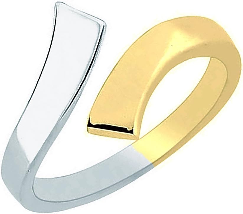 Ritastephens 10K Yellow White Two Tone Gold Crossover Shiny Toe Ring or Ring Body Art Adjustable