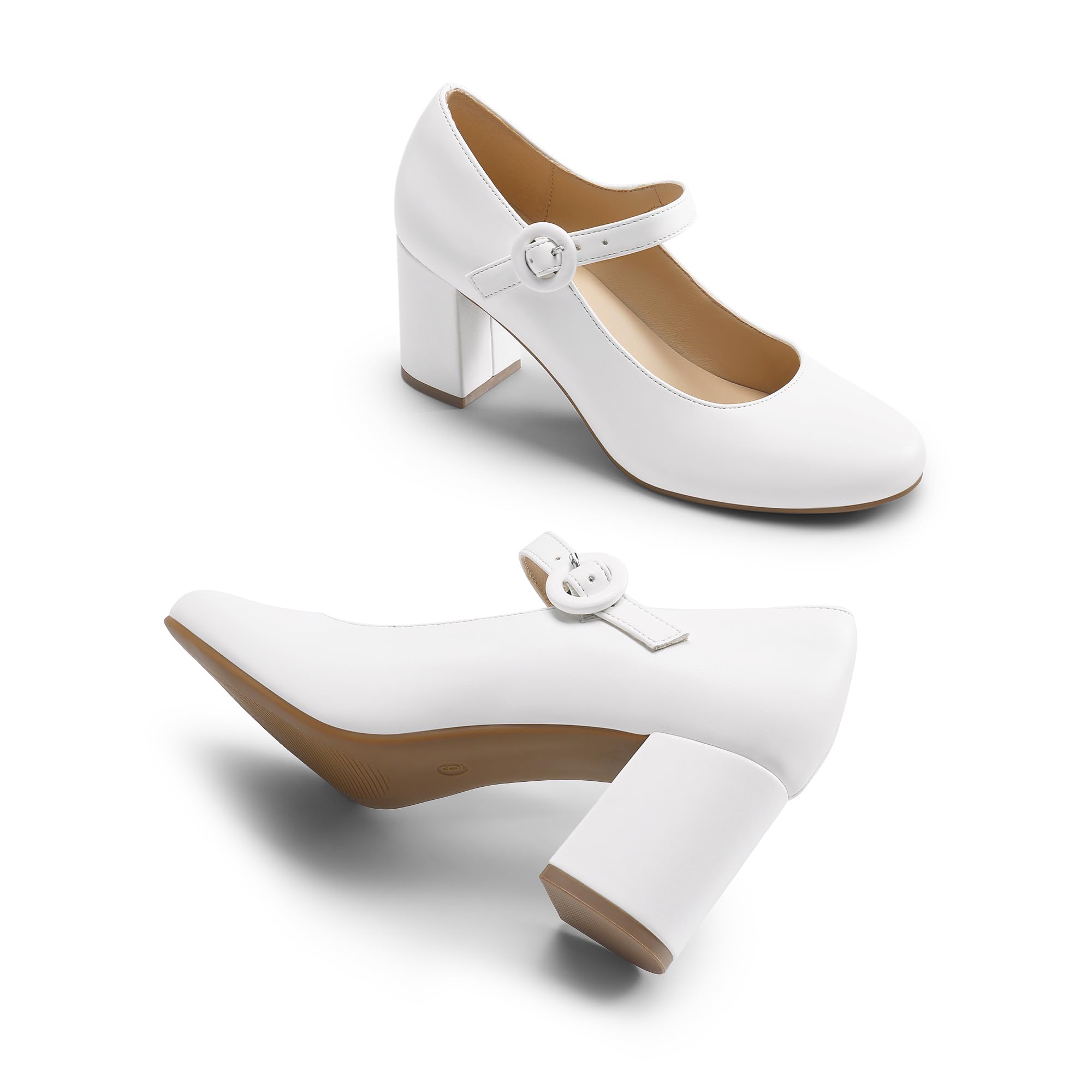 DREAM PAIRS Mary Jane - Scarpe da donna con tacco grosso, 7 cm, punta rotonda, vintage, per ufficio, lavoro, comode, con tacco basso
