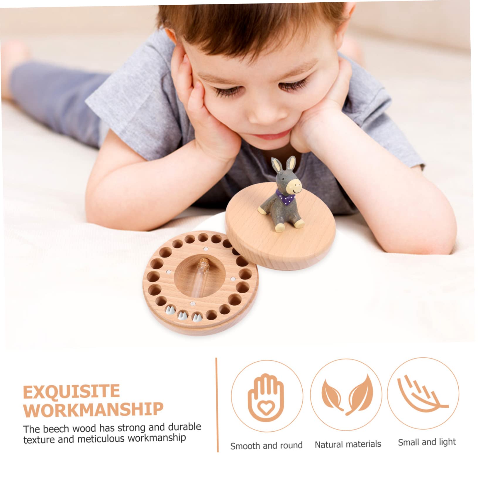 ERINGOGO 1juego Caja De Recuerdos Para Dientes De Leche Infantil Organizador De Almacenamiento De Dientes Deciduos Diseño De Animales De Cuento Para Bebés y Incluye Espacios Para Fechas y