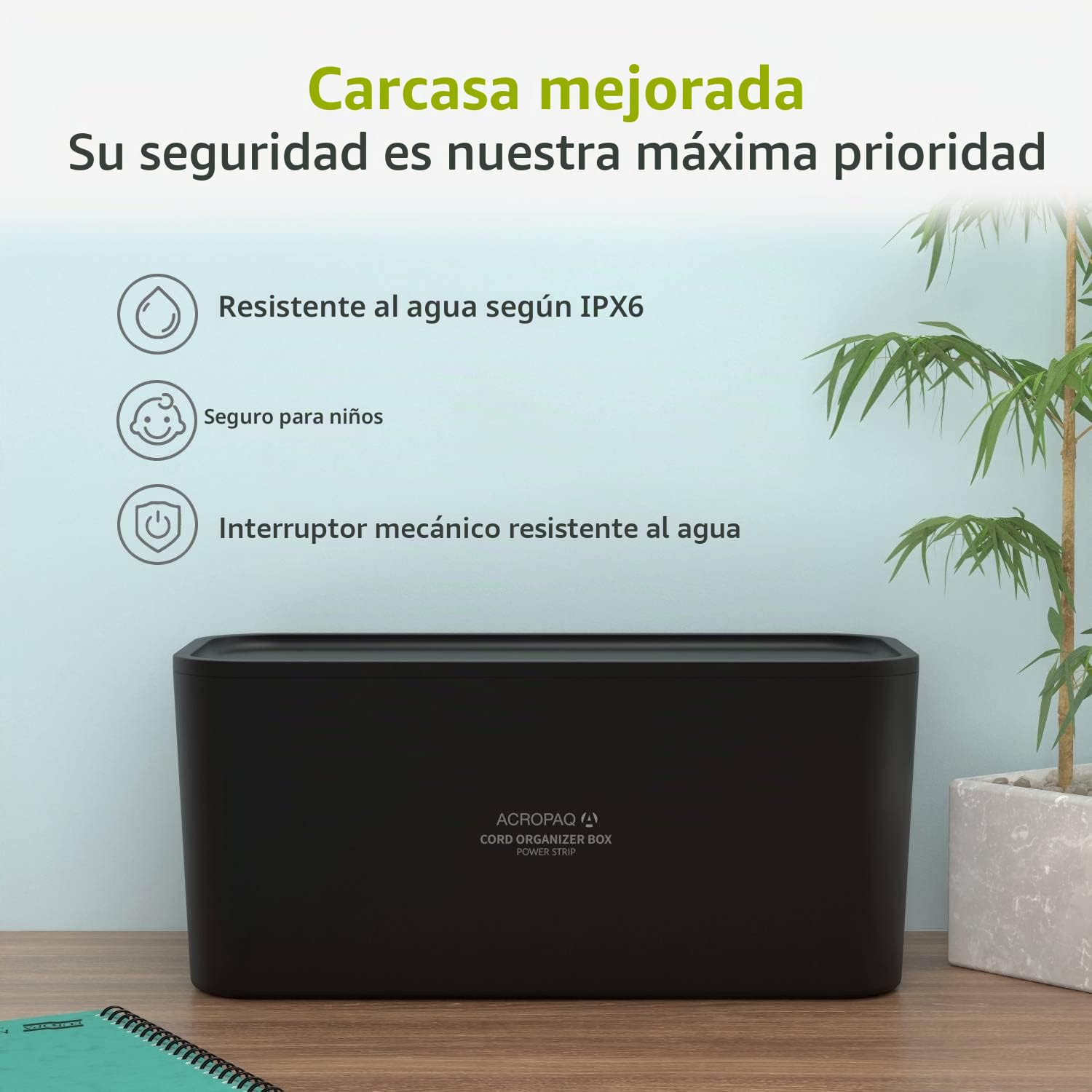 ACROPAQ Caja registradora - Apertura manual a pulsador, 33 x 33 cm, Con caja monedas, Encajable bajo cantador - Cajon caja registradora, Caja registradora negocio - Negro