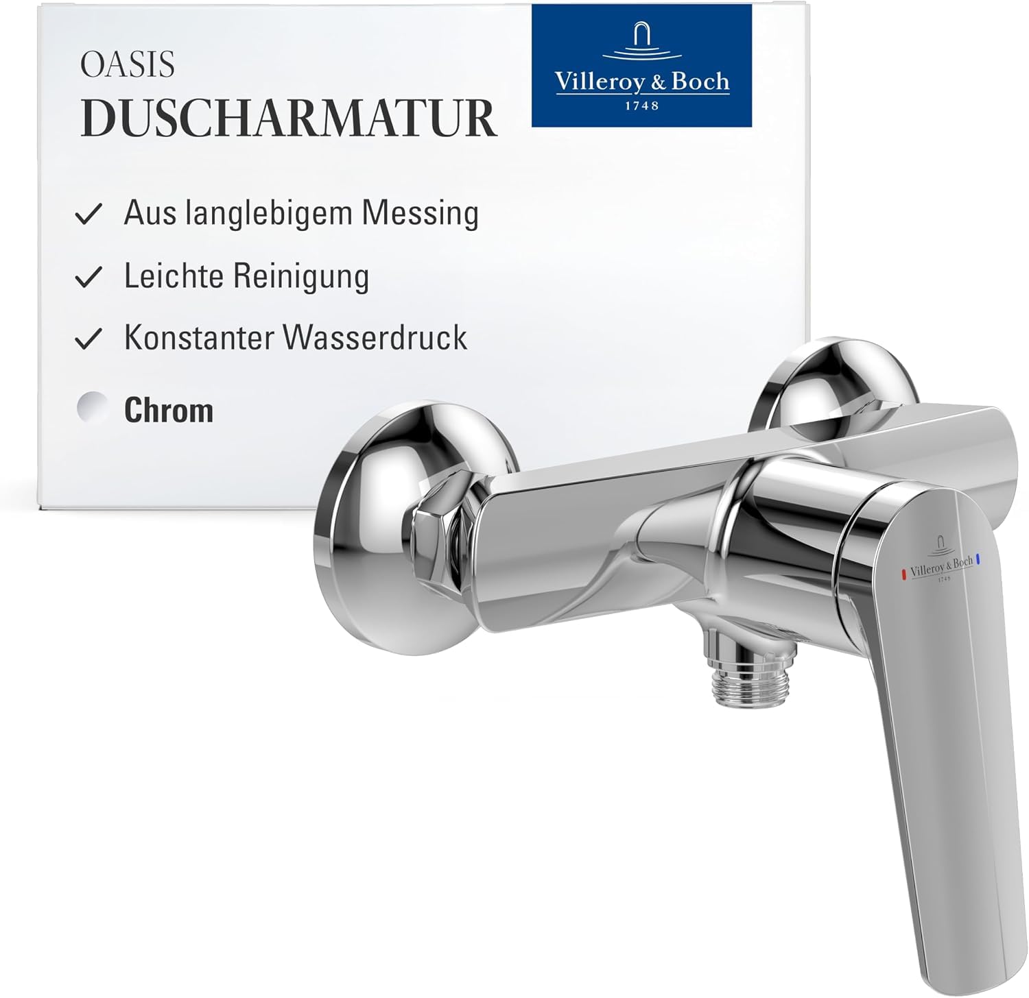 Villeroy & Boch Oasis Duscharmatur, Aufputz Montage – Chrom