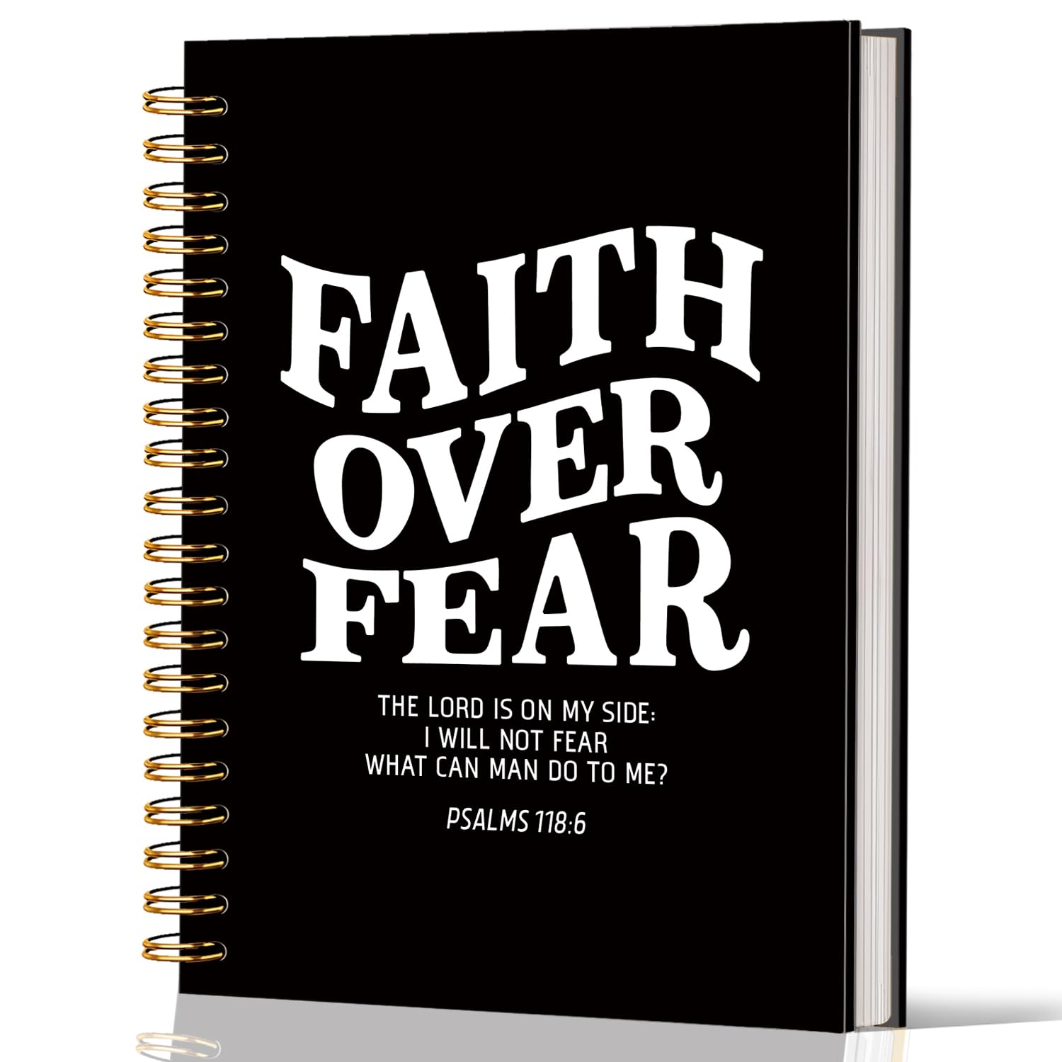 Lacama Taccuino nero ispiratore, regalo cristiano per donne, 160 pagine, quaderni biblici per prendere appunti, forniture scolastiche per ufficio, quaderni a spirale cristiani, 14 x 21,1 cm Faith Over