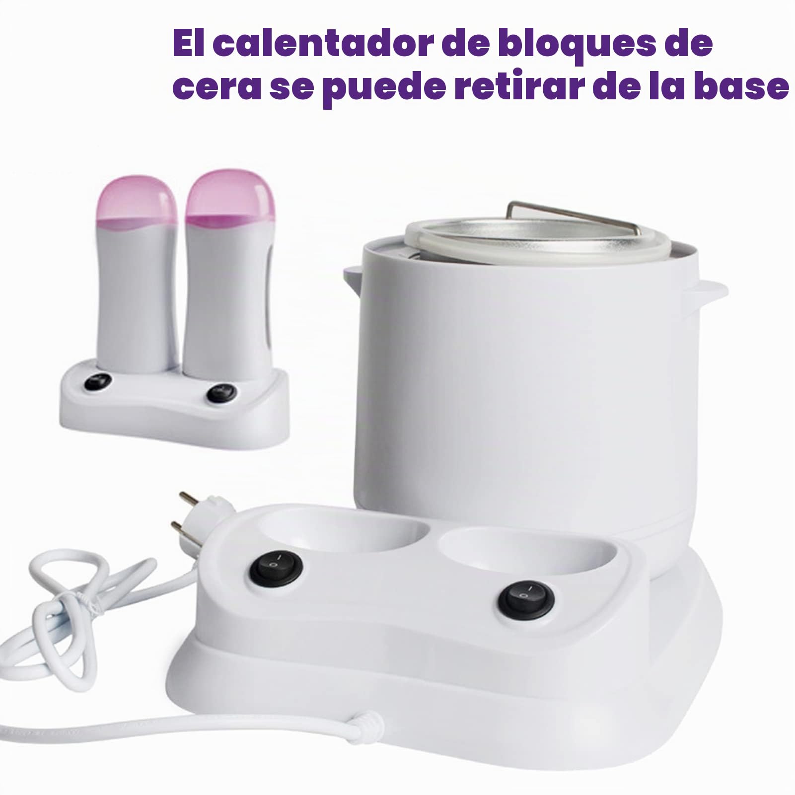 Calentador de cera 3 en 1, máquina de calentamiento profesional de spa de 800 ml Calentador de cera ajustable Máquina de depilación corporal sin dolor para el área de brazos (Enchufe de la UE)