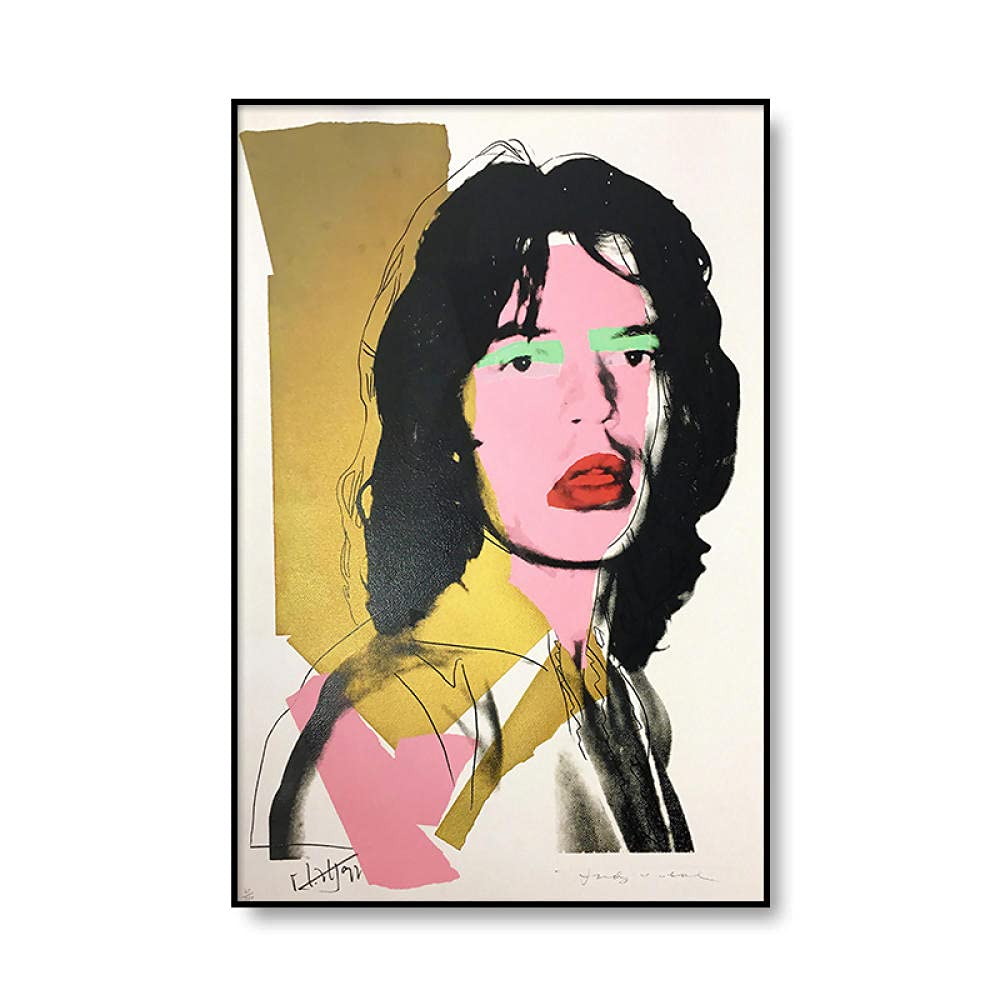 JSWHP Andy Warhol Poster Mick Jagger Portrait Canvas Wall Art