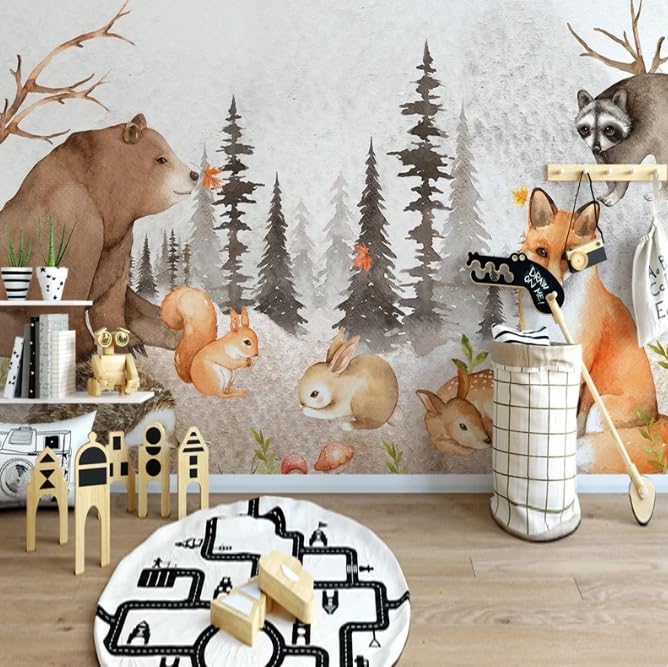 Papier peint forêt 3D grand format 300x210 cm pour grands murs