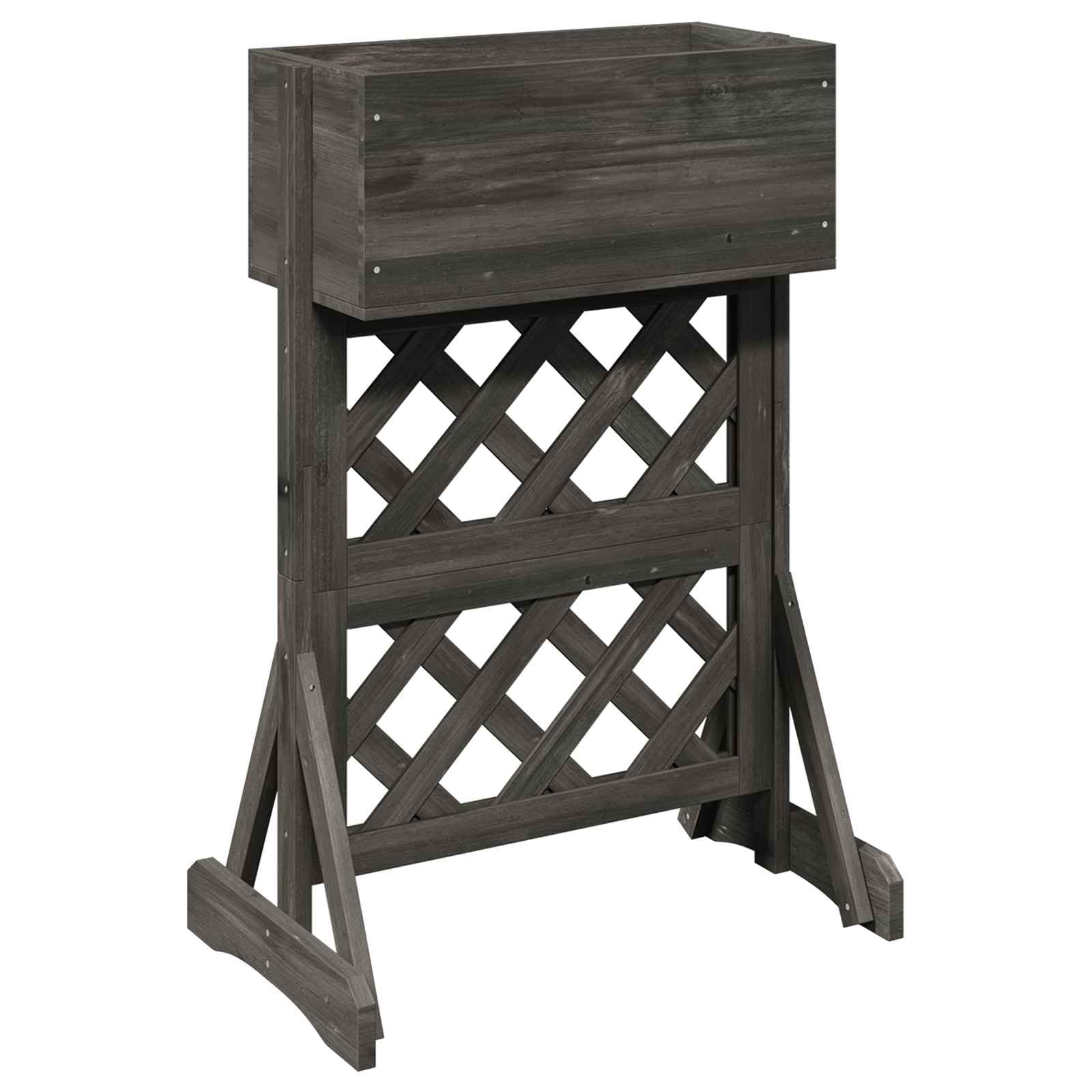 Fioriera con griglia in legno di abete, 48 x 30 x 70 cm | Legno di abete massiccio, resistente alle intemperie, fioriera rialzata, per terrazze e balconi
