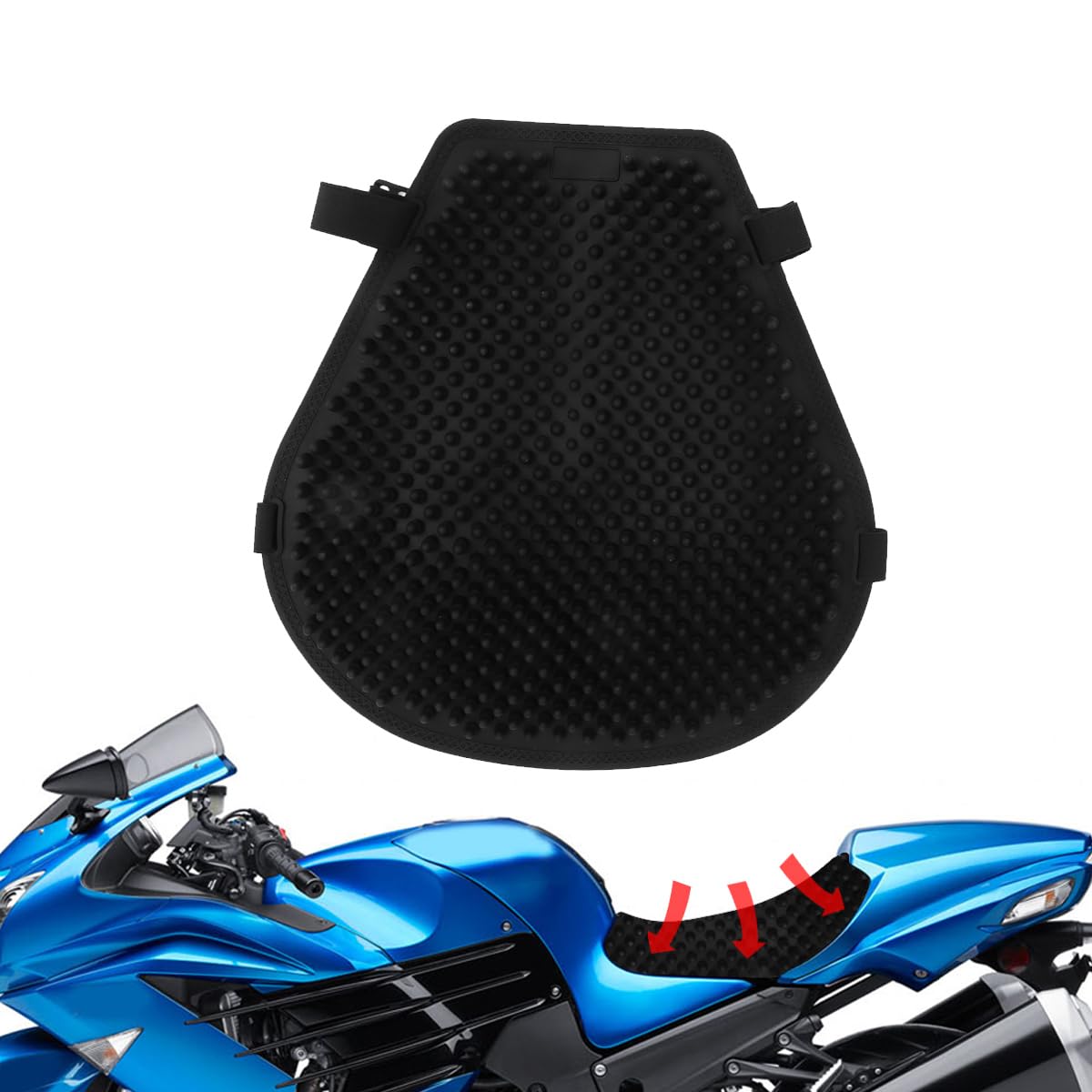 Motorrad Sitzkissen, Wärmeableitung und Atmungsaktivität, Motorrad Gel Sitzpolster, Zartes, Weiches, Verstellbares 3D Waben Stoßdämpfendes Sitzkissen für Alle Motorradmodelle