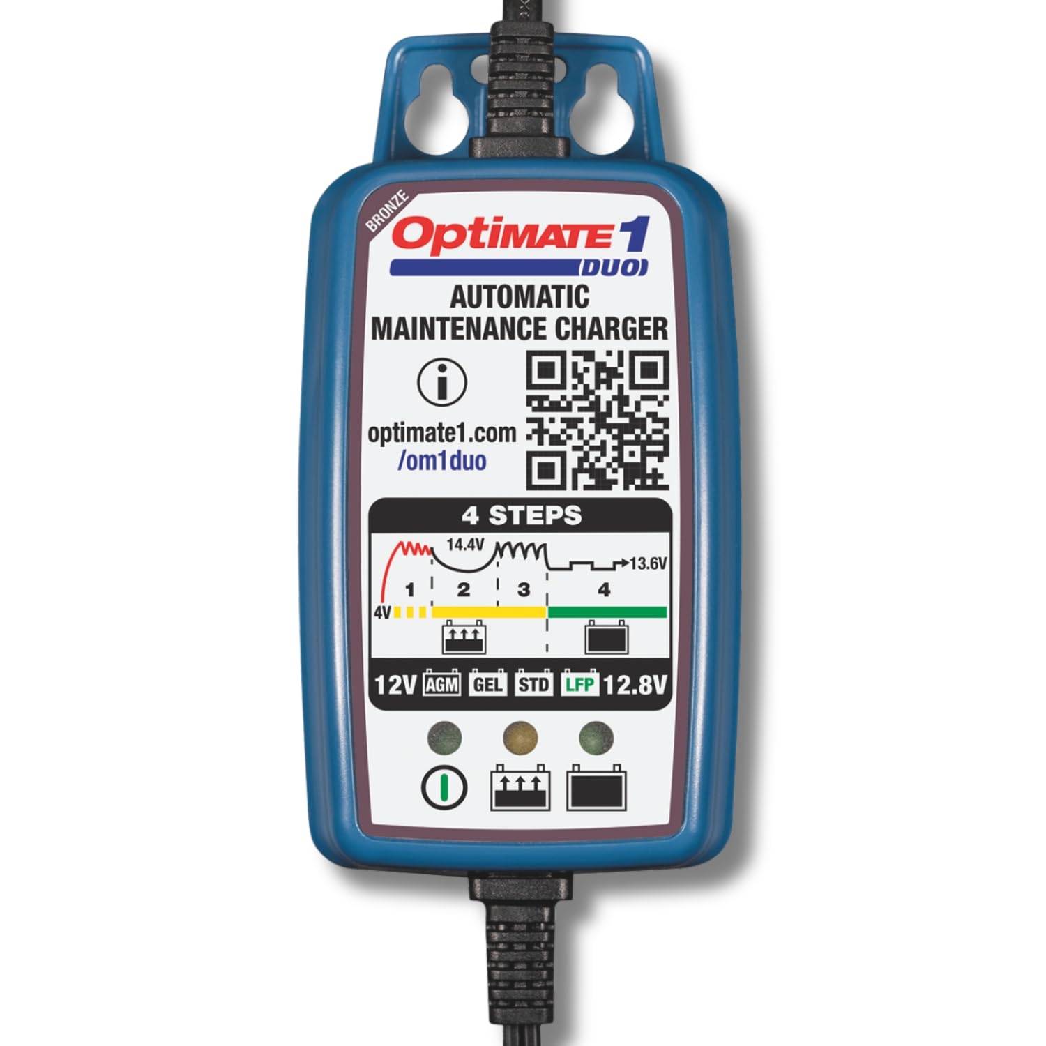 Optimate 1 Duo - Caricabatteria automatico per moto, al litio e al piombo-acido, 12 V