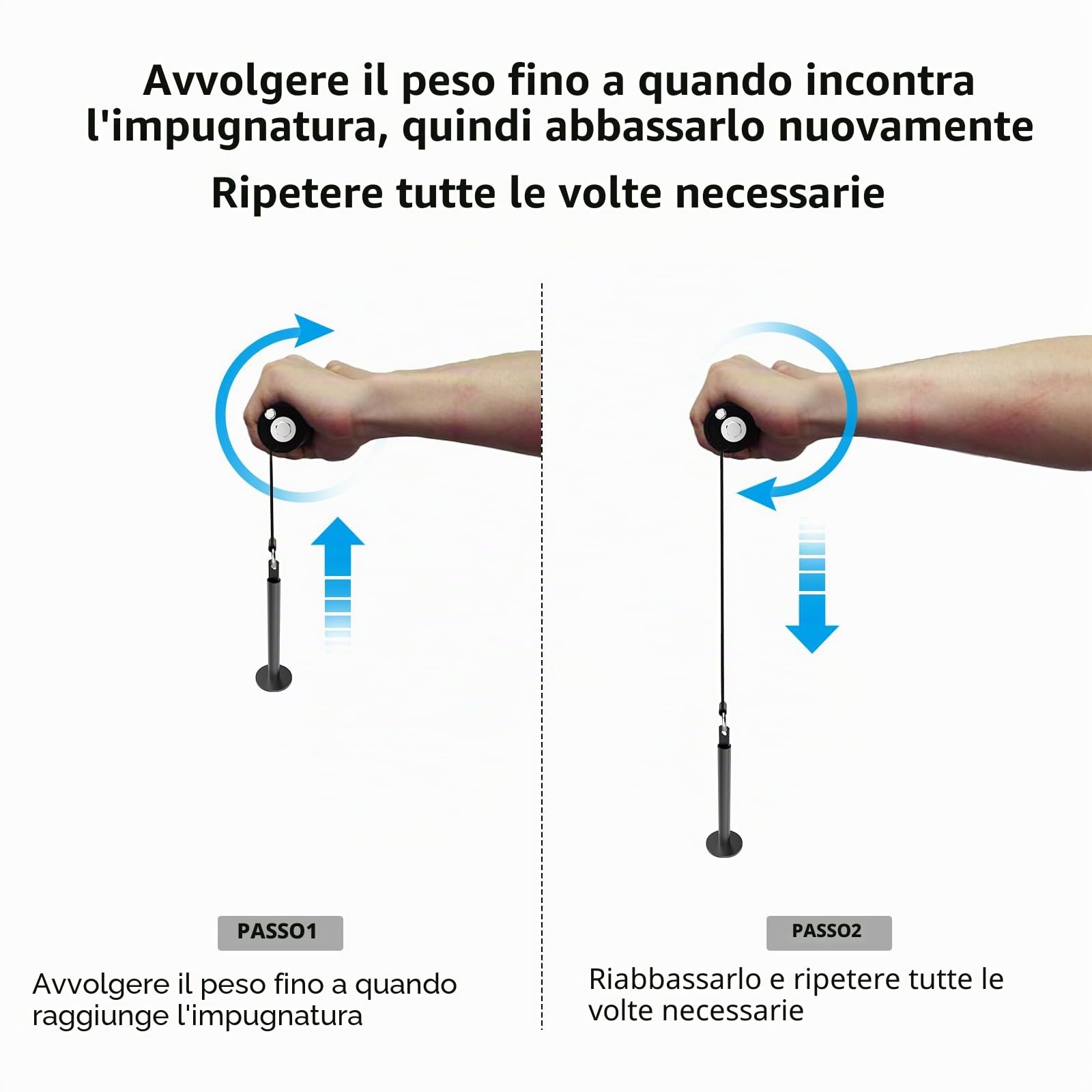 Wrist and Forearm Blaster, Rullo da polso e Rinforzo per avambracci per allenamento e allenamento, Ideale per l'allenamento della forza muscolare di mano, polso e avambraccio a casa o