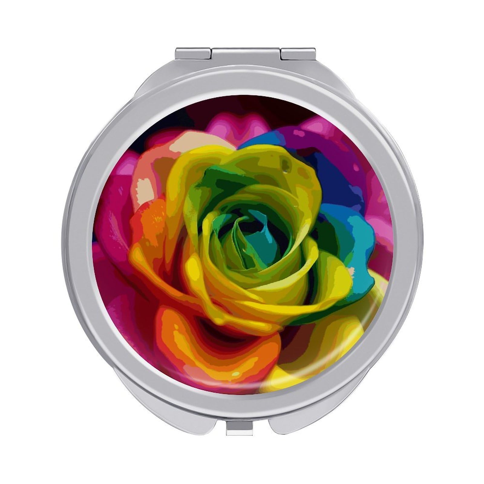 FekiLoot Rainbow Flower Travel Makeup Mirror 2 X /1 X Magnifying Slim Pocket Mirrors Compact for Purse Travel Makeup Mirrors for Pocket, Handbag, Purse Women Gift