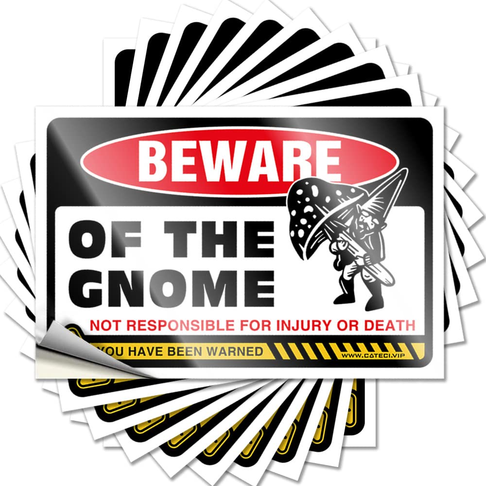 Lettering Sticker Funny Office Decor Custom Stickers, Designer Waterproof Beware of Gnome for Hydro Flask | Spicy Vinyl Decals for Bathroom Holiday Gift(12X18CM)