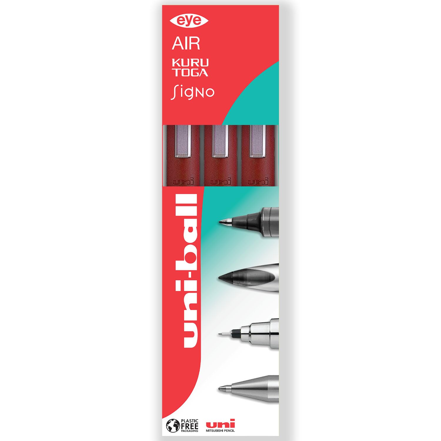 uni-ball Eye Micro UB-150E Gel Ink Pen - 0.5 mm - In Envelope Packaging (Pack of 3, Red) - Image 2