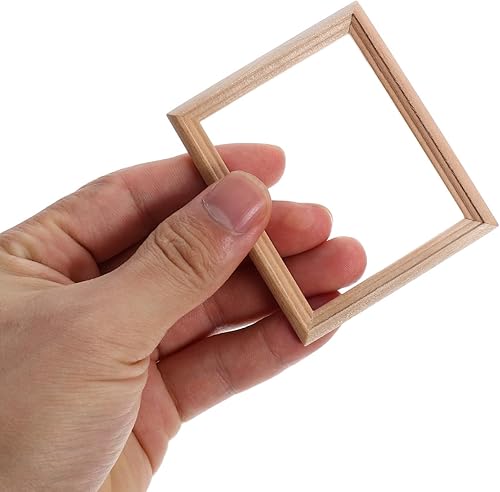 Miniatura 2 de COHEALI Mini marcos de fotos: 10 marcos de fotos en miniatura de madera para casa de muñecas, muebles sin pintar para 1/12 adornos de jardines de