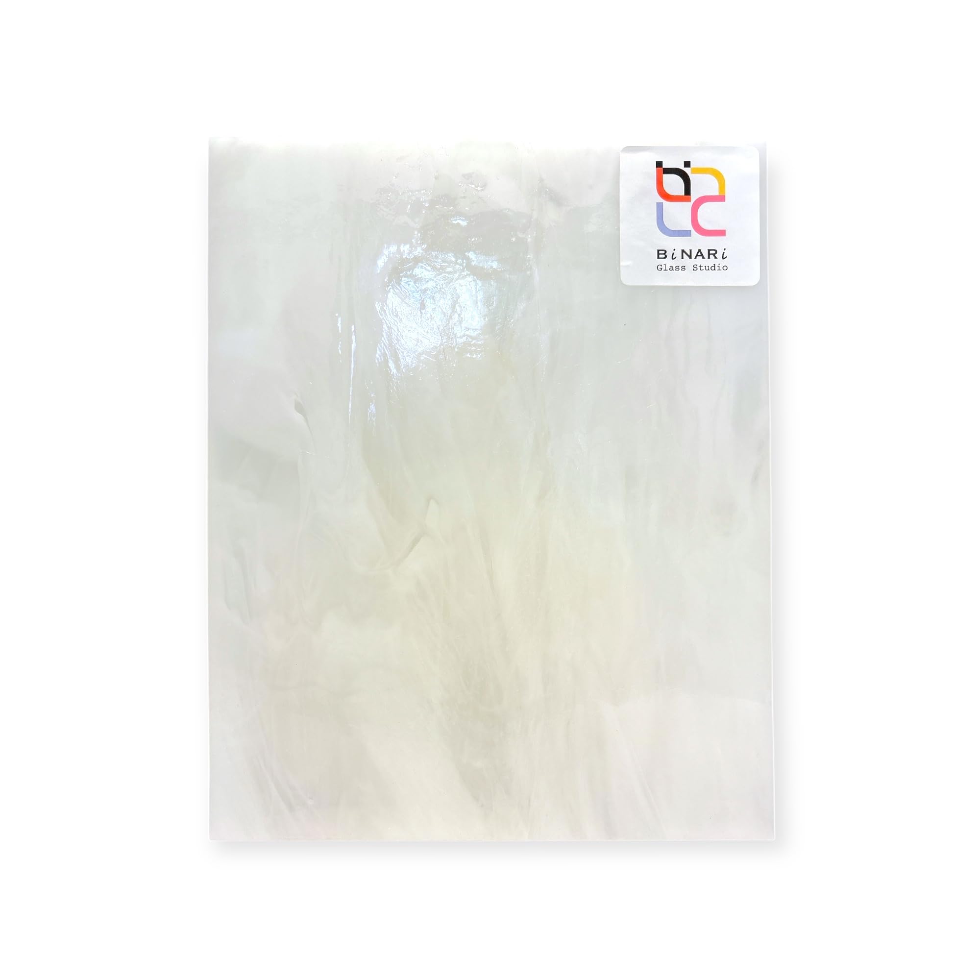 8 x 12 in White Opal Swirled with Crystal Wissmach Stained Glass Sheet – Trusted and Handcrafted American Glass for Mosaic, Tiffany-Style & Inspired DIY Creations | Curated by BiNARi Glass Studio