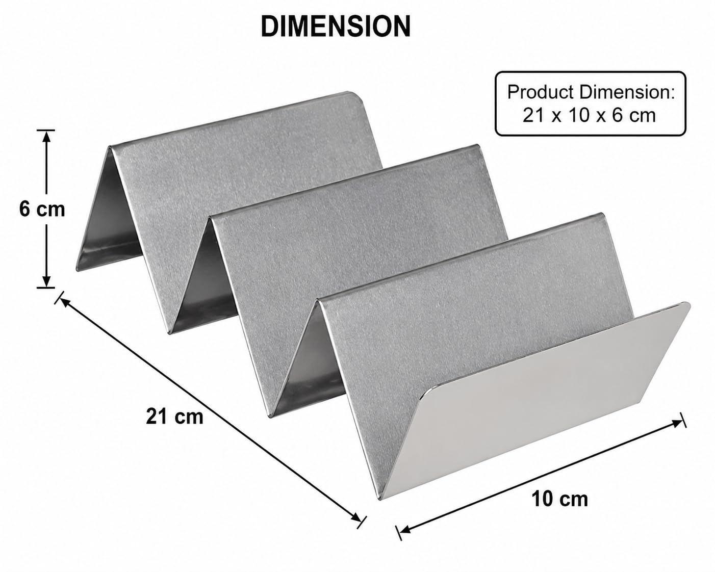 Dynore Stainless Steel Taco Stand Rack | Heavy-Duty Holder for 2 or 3 Tacos | Pack of 1, 21x10x6 cm 2
