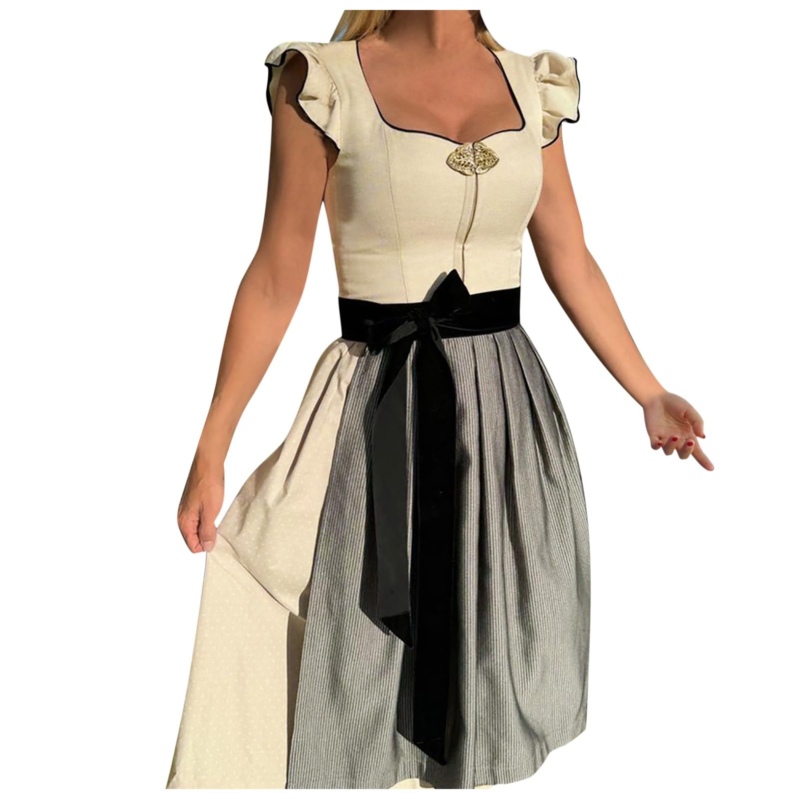 Genérico Vestido Largo Bohemio Mujer Fluido Casual Diario Fin de End Viaje Maxi Talle Alto sin Mangas Floral Suave Ligero A206