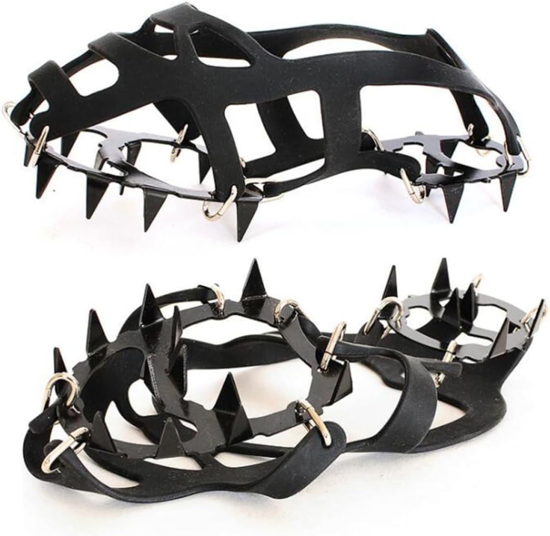 VALICLUD 1 Pair Outdoor Non-Slip Ice and Snow Shoes with 18 Teeth Silicone and Steel Crampons, Easy to Carry Ice Gripper Shoe Covers for Mountaineering and Indoor Use in Snow Weather