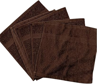 Pack of 4 100% Cotton Face Cloth Set 30x30cm Flannel Washcloth Towels Extra Absorbent & Quick Dry Hotel Gym Spa Makeup Remover 600 GSM Chocolate Brown