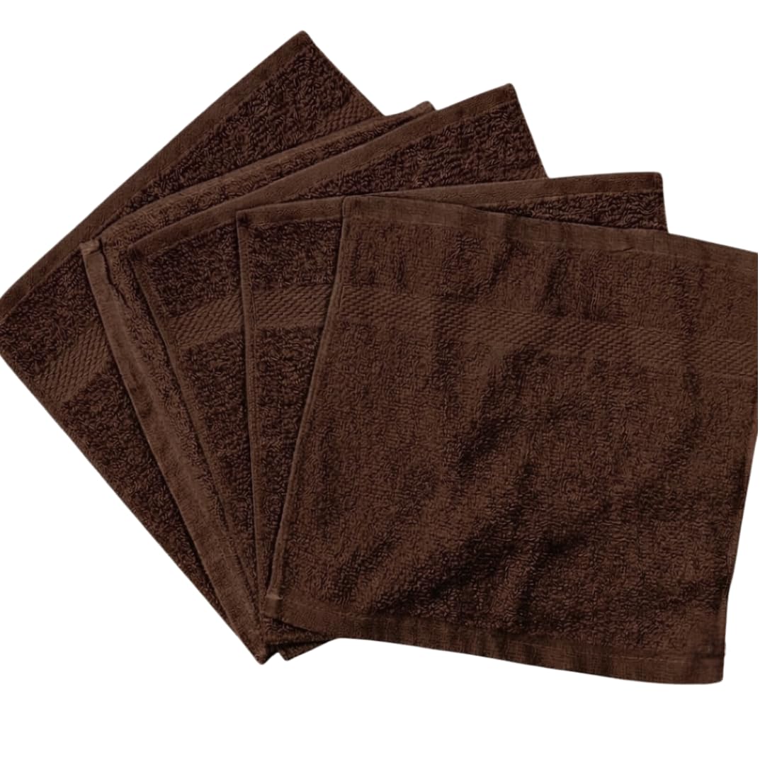 Diamond Tex Pack of 6, 12, 24, 36, 48, 96 Face Cloth 100% Egyptian Cotton Soft Flannels Set Quick Absorbent Washcloth 500-GSM Gym, Golf Hand Wash Towels 30x30cm (Chocolate Brown, 24) โ image 1