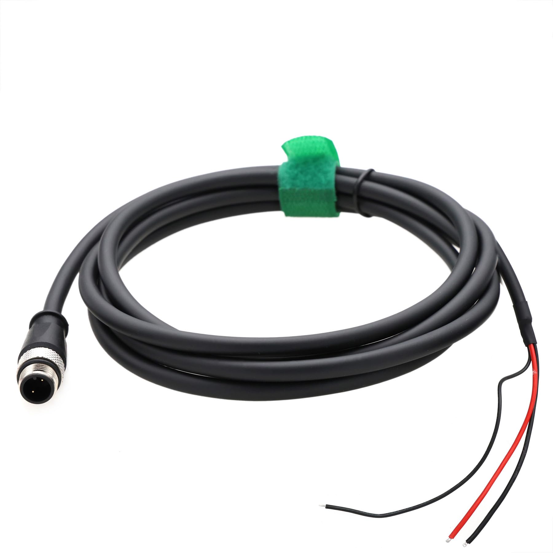 HangTon M12 Data Electrical Cable, 2-pin A Coded Male for Sensor Industrial Control Automation DeviceNet CANopen IO Link Profibus, DC Power 250V 4A, Waterproof Outdoor Shielded, 3m