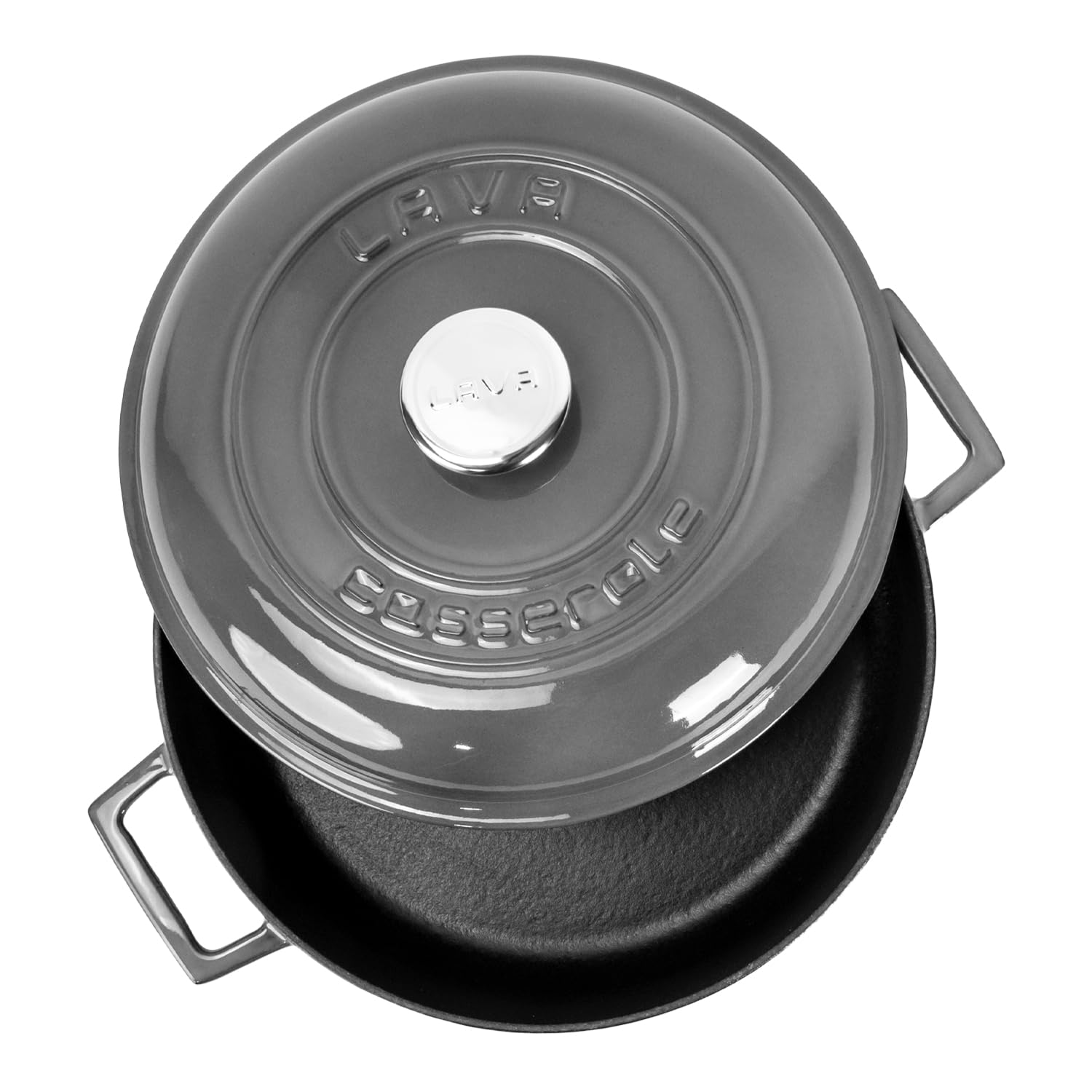 Lava Metal Premium Range – Pentole multiuso in ghisa, rotonda, 28 cm, grigio maiolico, coperchio a cupola