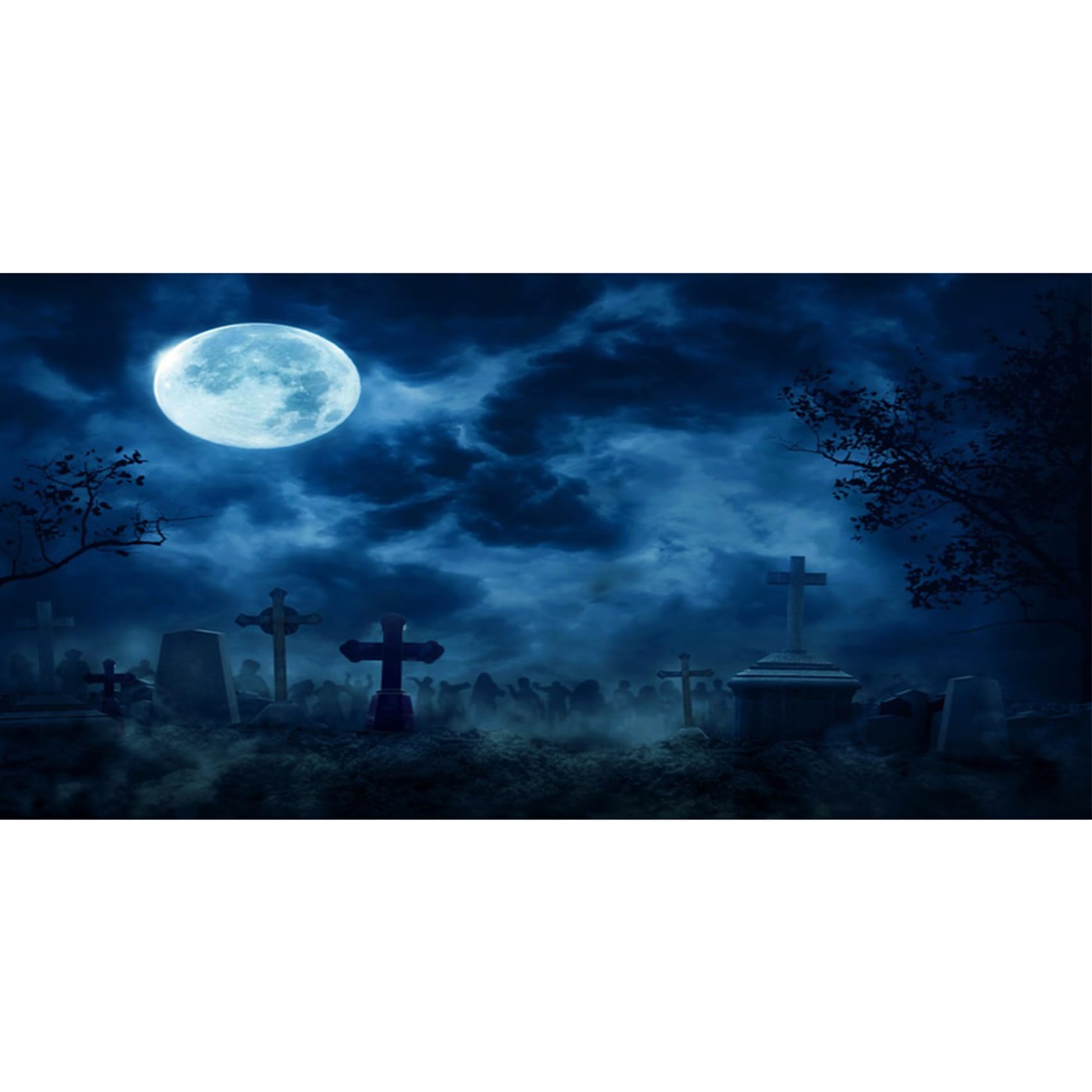 MIRRORANG 91x41cm Dark Scary Fish Tank Vinyl Durable Background Trees Full Moon Tombstone Horror Night Halloween Aquarium Background