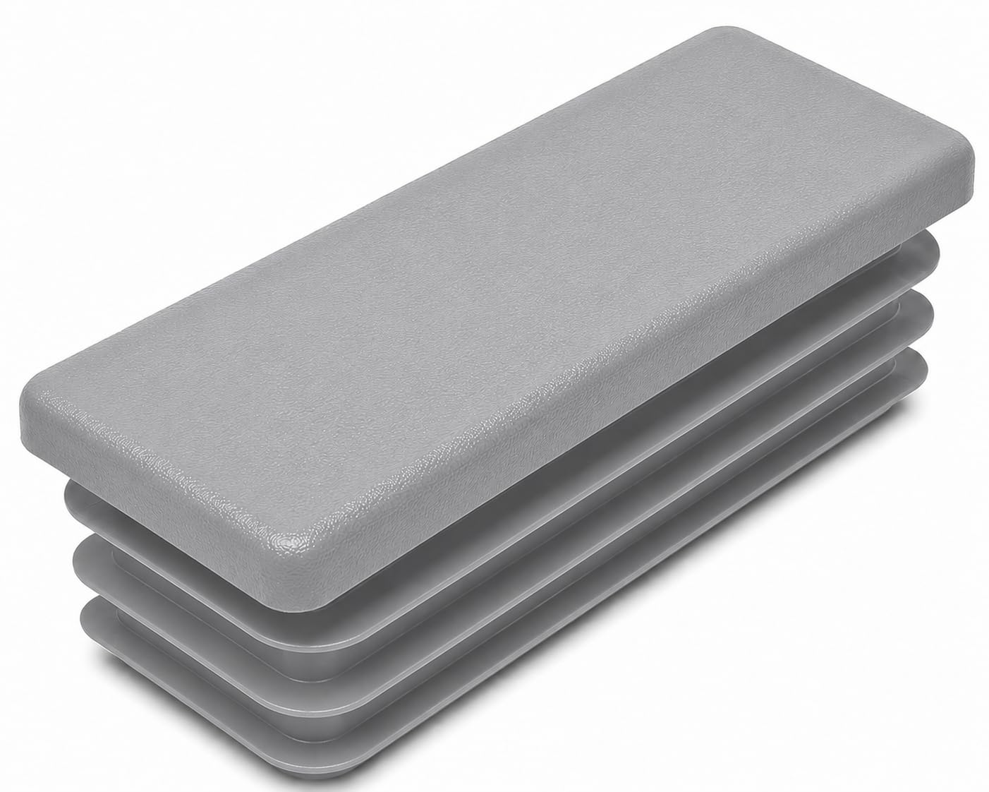 (Pack of 6) Rectangular Plastic Plugs 63/64" x 2-3/4" (25 x 70 mm), Matt Tube Inserts, Fence Post Caps, Window Gray RAL 7040
