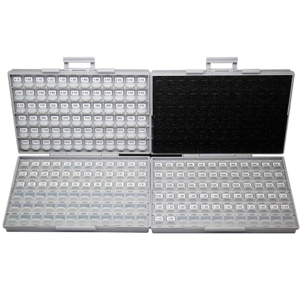 AideTek0603 Size Surface Mount Resistor SMD SMT 170 Values, 100pc/value 5% Sample Resistor Kit Distributed in BOX-ALL-144 and BOX-ALL-72 Enclosure 10ohm to 1M Designer Kit Free Tweezers (R06E17100)