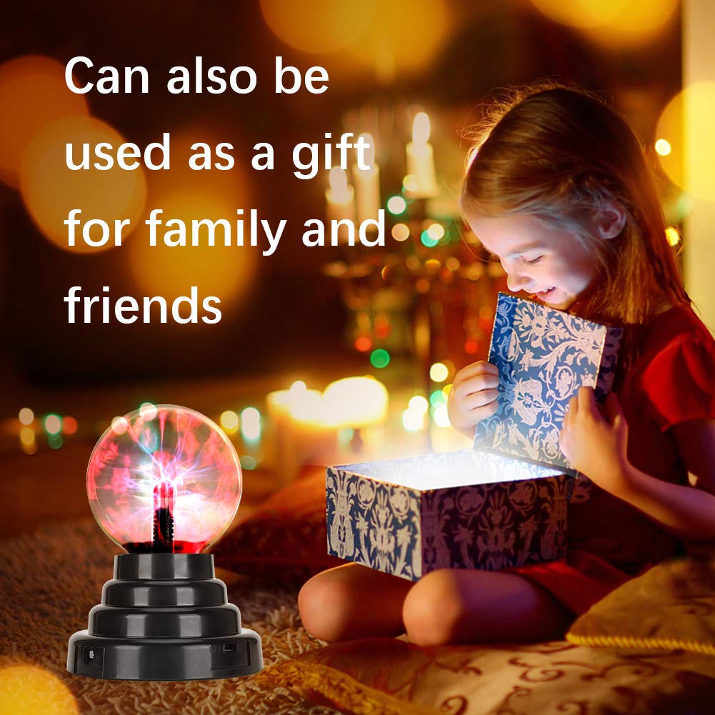 Fishlor Plasma Ball Lamp, 5.5 Inch Touch & Sound Plasma Lamp USB Night Lamp Home Desktop Ornaments for Kid Novelty Toy Gift, Nebula Sensitive Plasma Globe