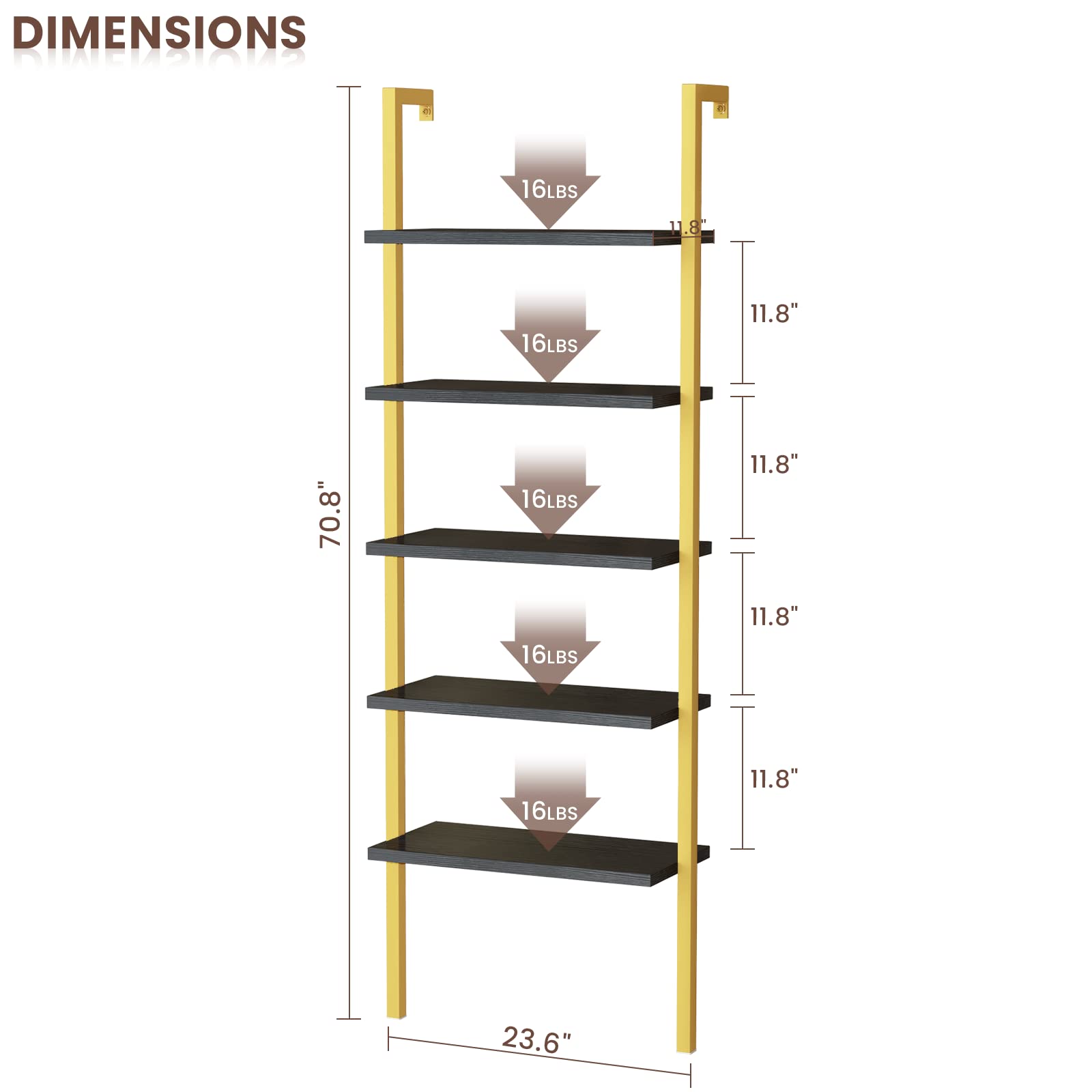 モリコーYahoo!店Ladder Shelf Industrial UVII Bookshelf, 5Tier with and
