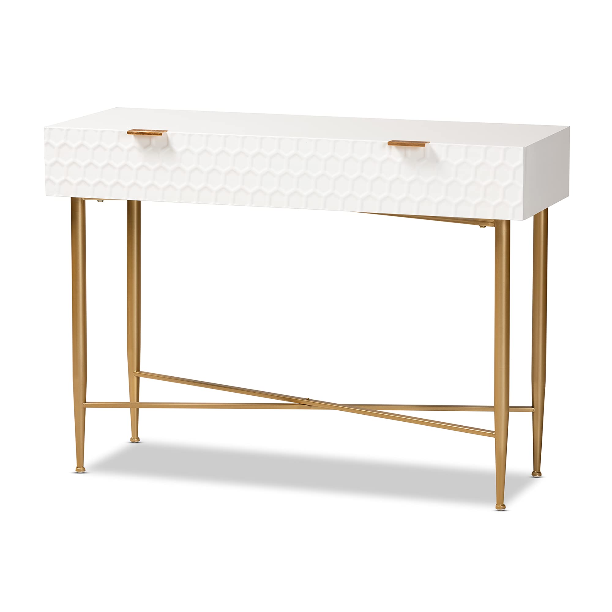 Baxton Studio Galia Console Tables, White/Gold