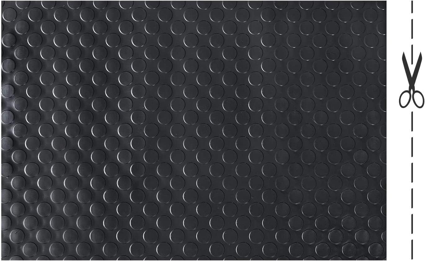 Tappeto Gomma Antiscivolo Copri Pavimento H120 Cm ALTO Spessore 3mm Nero Robusto su Misura (300X120_BOLLO_GOMMA)