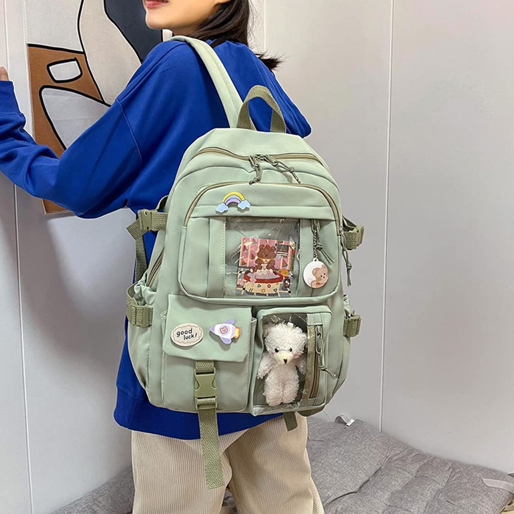 Kawaii - Mochila escolar con diseño de oso de osito, bonita mochila de gran capacidad y mochila japonesa con múltiples bolsillos para adolescentes