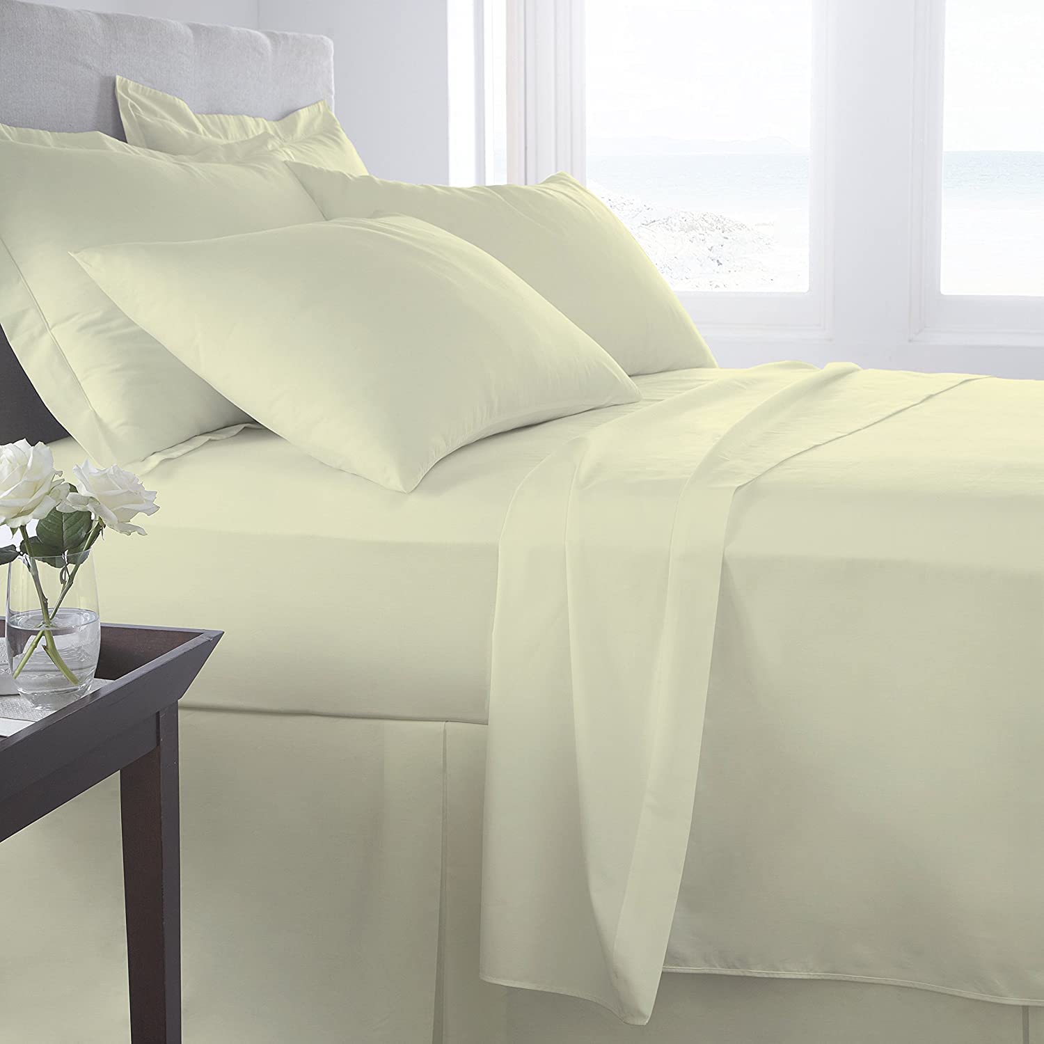 Luxury King Fitted Sheets 100% Egyptian Cotton 400 Thread Count Soft Warm Cozy Bottom Bed Sheets 30cm Deep (Kingsize 150 x 200 cm, Cream)