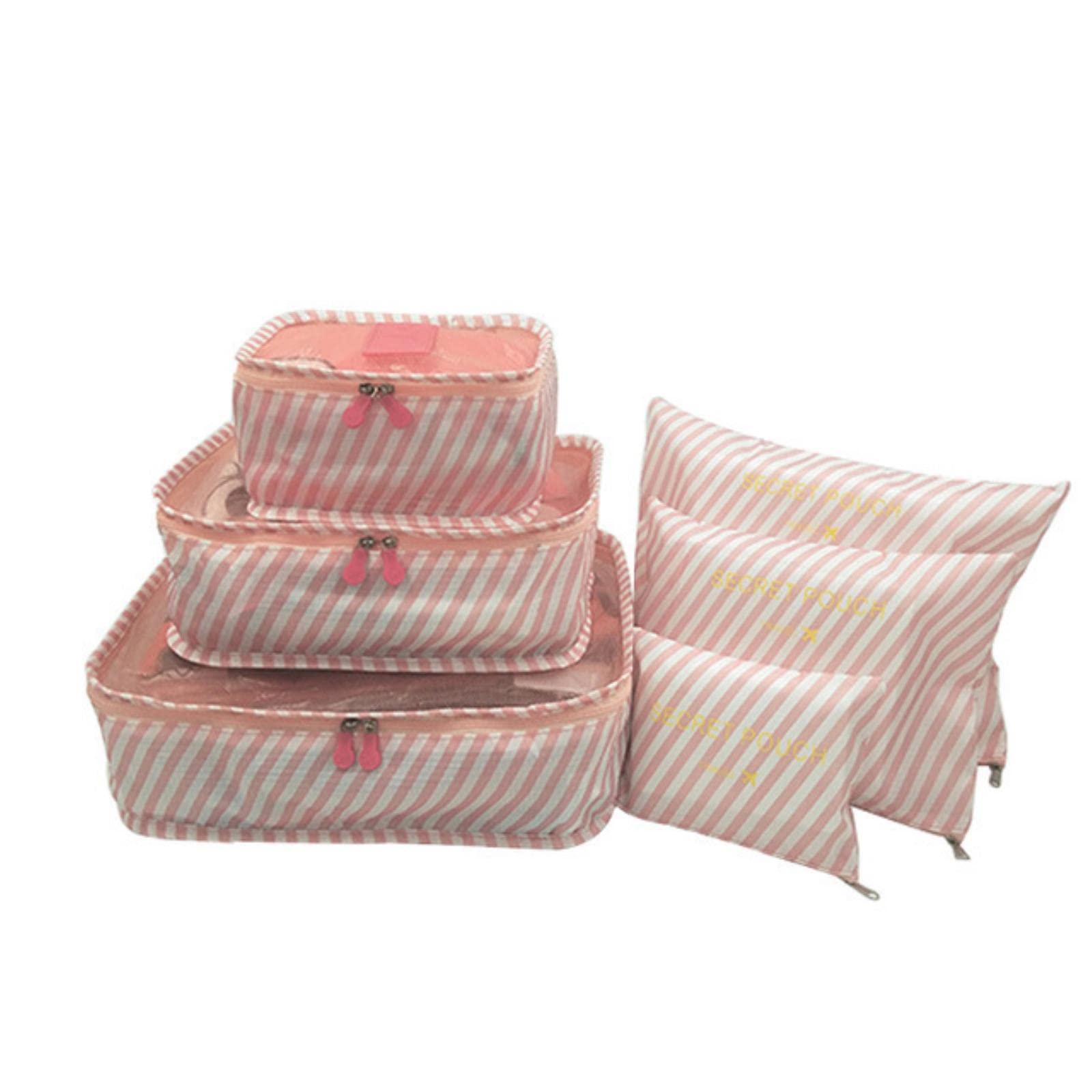 6 szt. Organizator podróży torby do przechowywania zestaw do pakowania walizek etui do przechowywania przenośny organizer do bagażu ubrania Tidy Pouch-Stripe