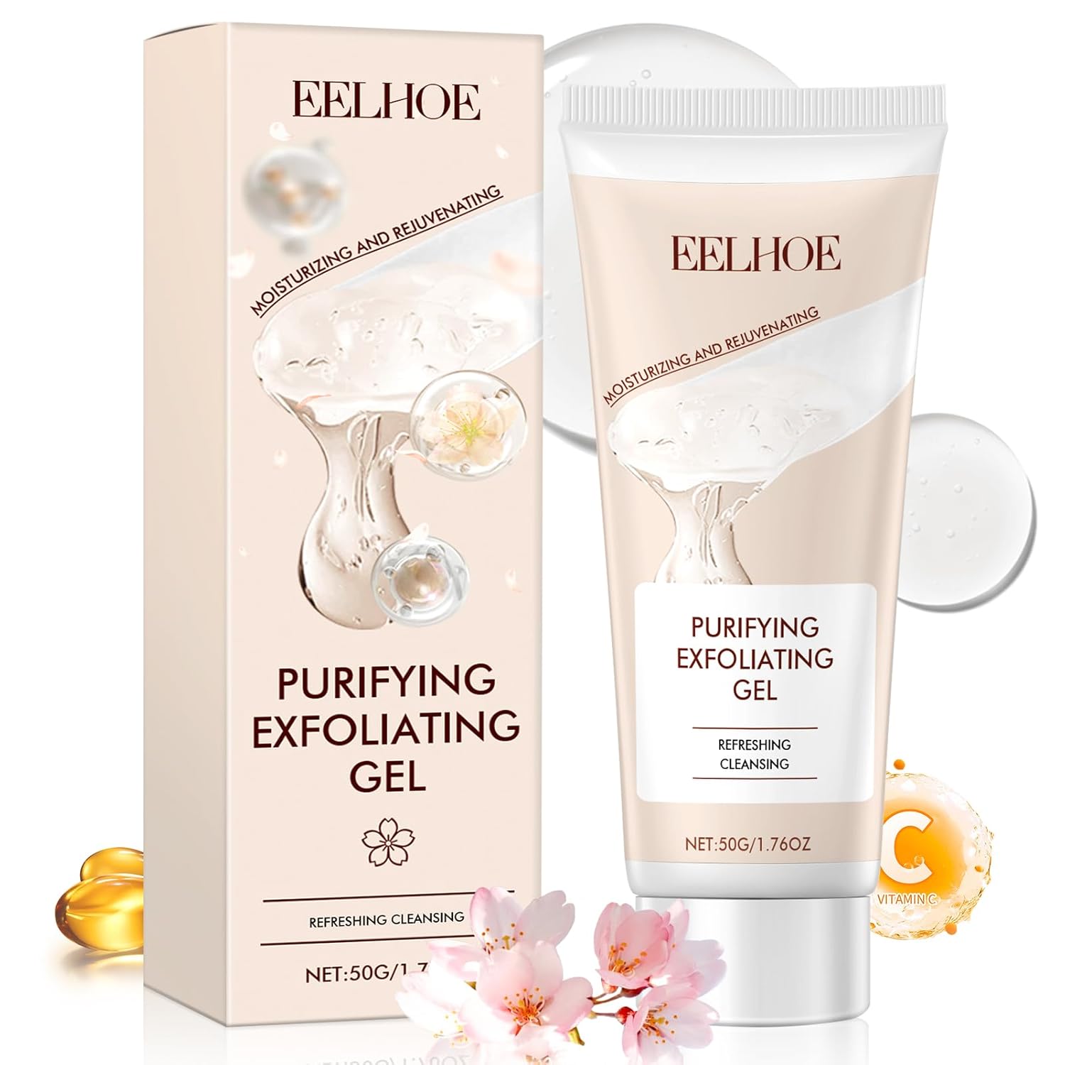 Purifying Exfoliating Gel, Exfoliating Scrub, Deep Cleansing Face, Hydrating and Moisturizing, Face and Body Care Purifying Exfoliating Moisturizing Gel(50g/1.76OZ)
