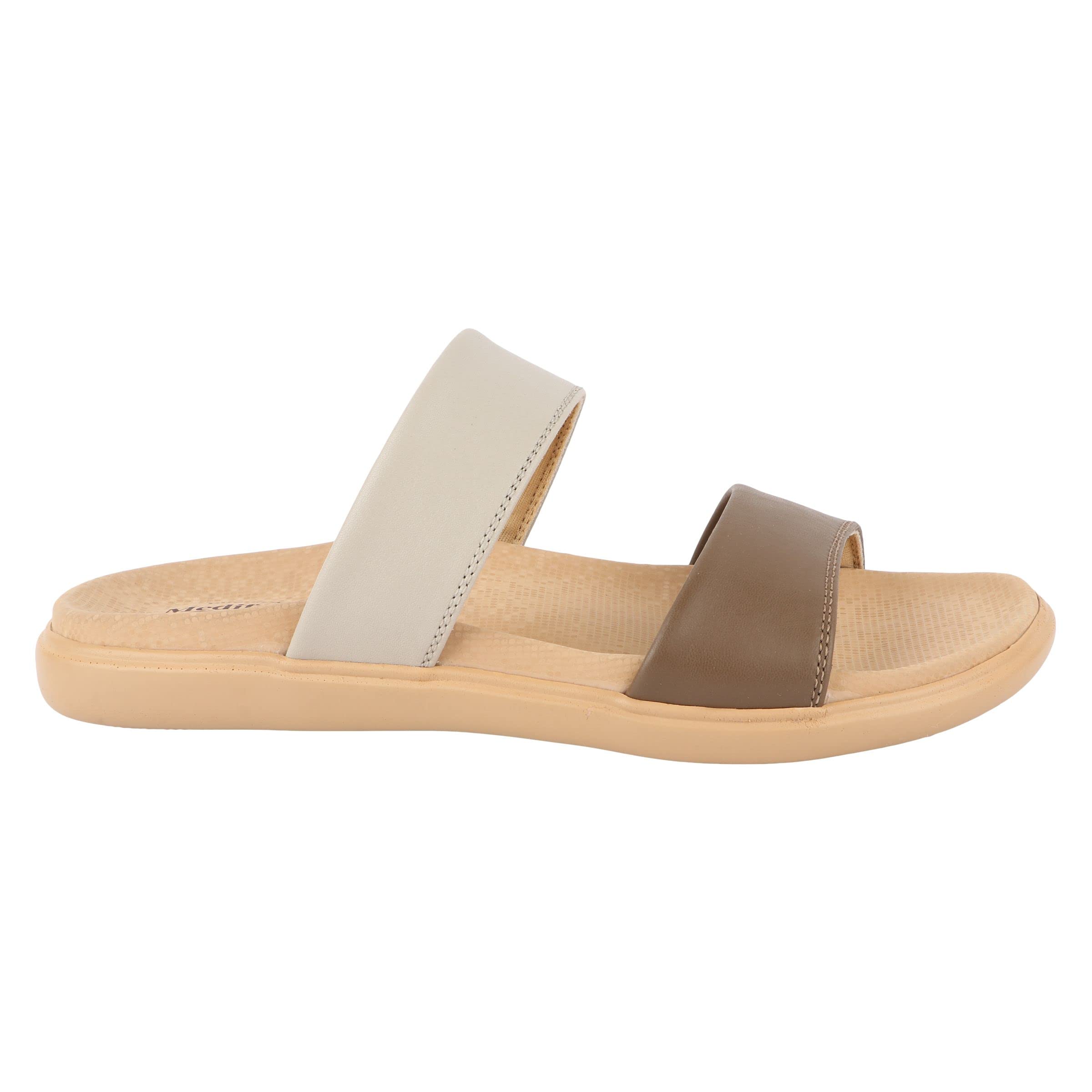 Medifeet Womens Mustrad Cream Dual Tone Slick Sandals (CHIKU Grey, Numeric_9) (B0C3RJY5XX) Amazon Price History, Amazon Price Tracker