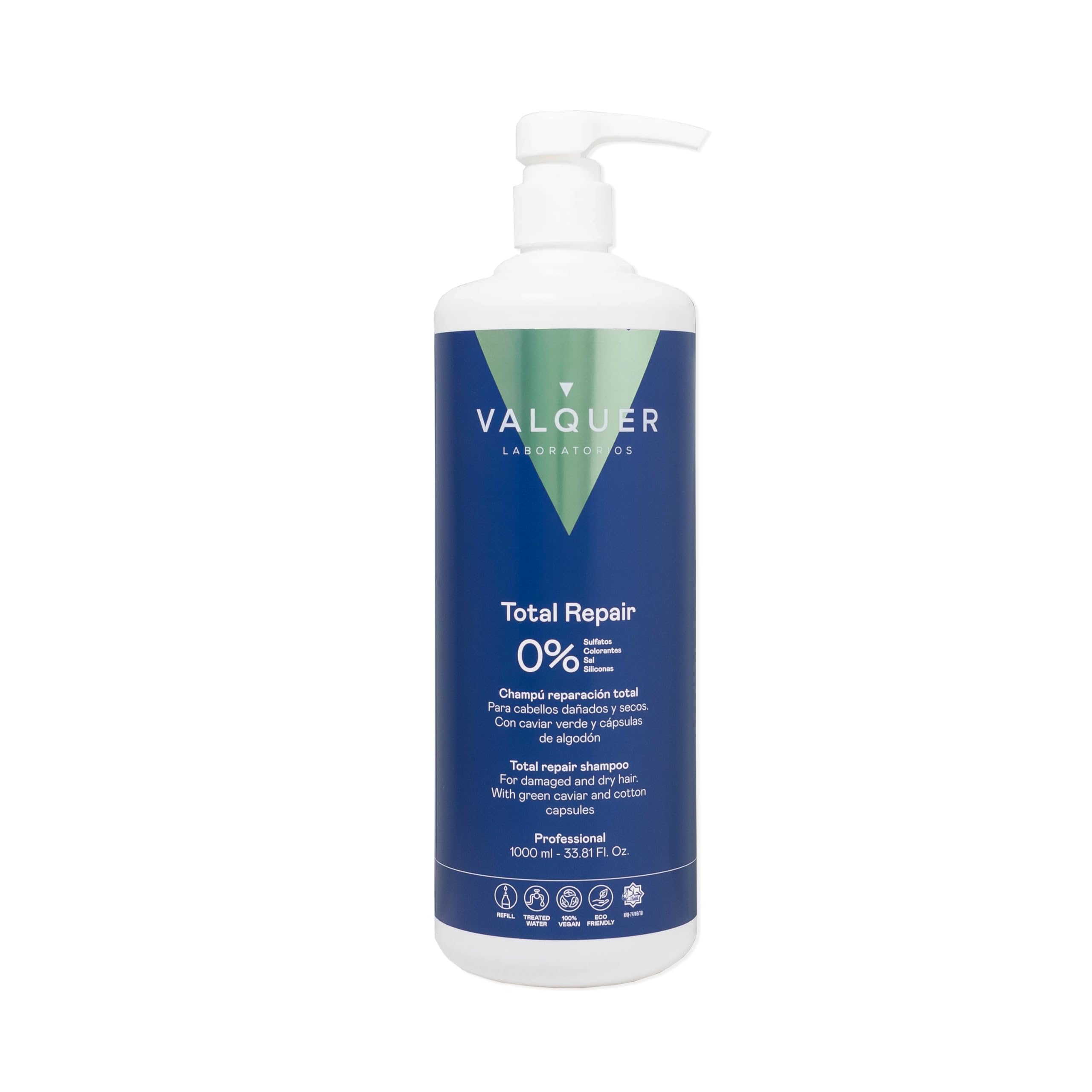Sponsored Ad – VALQUER Total Repair Zero Shampoo | Intensive Repair for Damaged and Dry Hair | Deep Hydration, Softness, and Shine with Green Caviar and Cotton Capsules | Vegan | 1 L