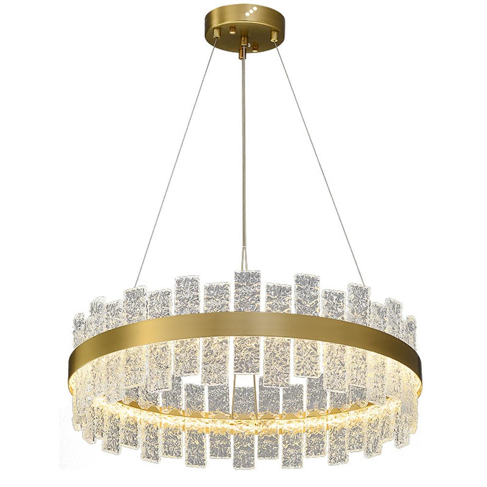 KXEcoLife Crystal Ceiling Light Home Lighting Water Ripple Lamp Elegant Chandelier Upscale Decor Statement Designer Interior Round Light,80cm