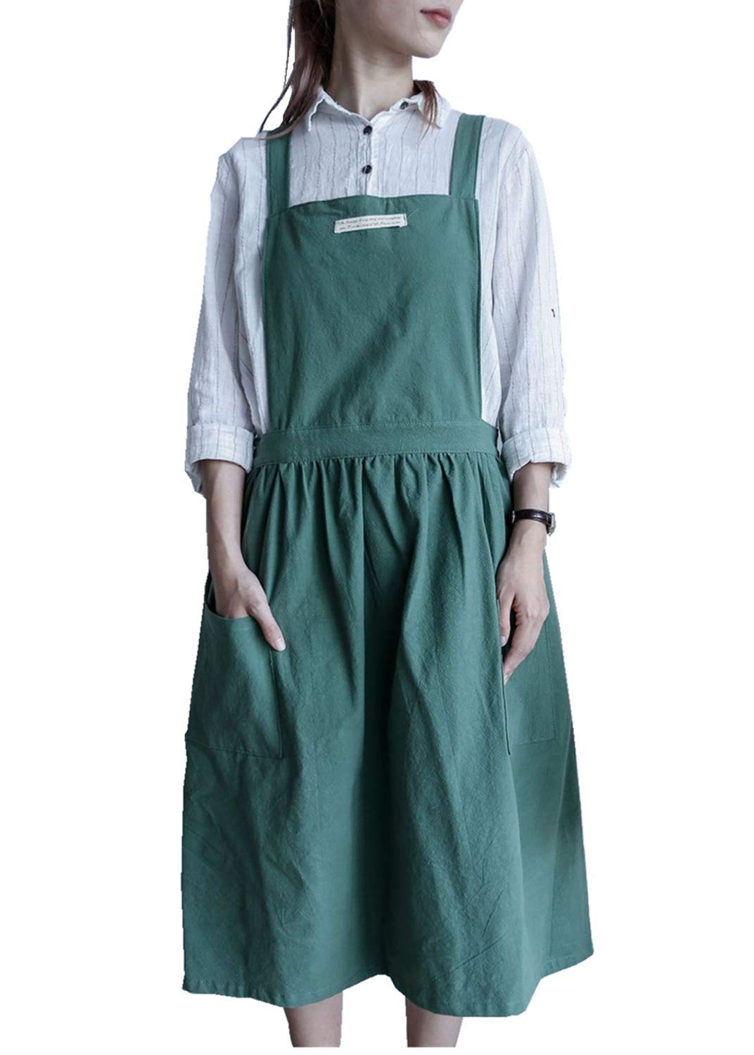 Chef-Schort Losse katoenen linnen schort effen kleur kruisverband rug keuken kookkleding huishoudelijke reiniging Professioneel Schort(E,5XL Chef-Schort Losse katoenen linnen schort effen kleur kruisverband rug keuken kookkleding huishoudelijke reiniging Professioneel Schort(E,5XL