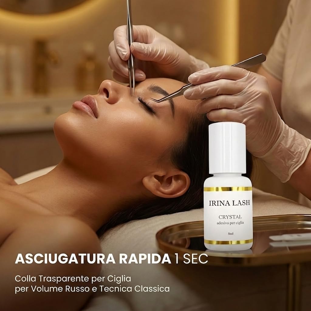 Colla per ciglia Extension, Volume Crystal, Registrazione sanitaria, Asciugatura rapida in 1 secondo, incollatura in 7 sec, 5 ml nero per extension - Irina Lash