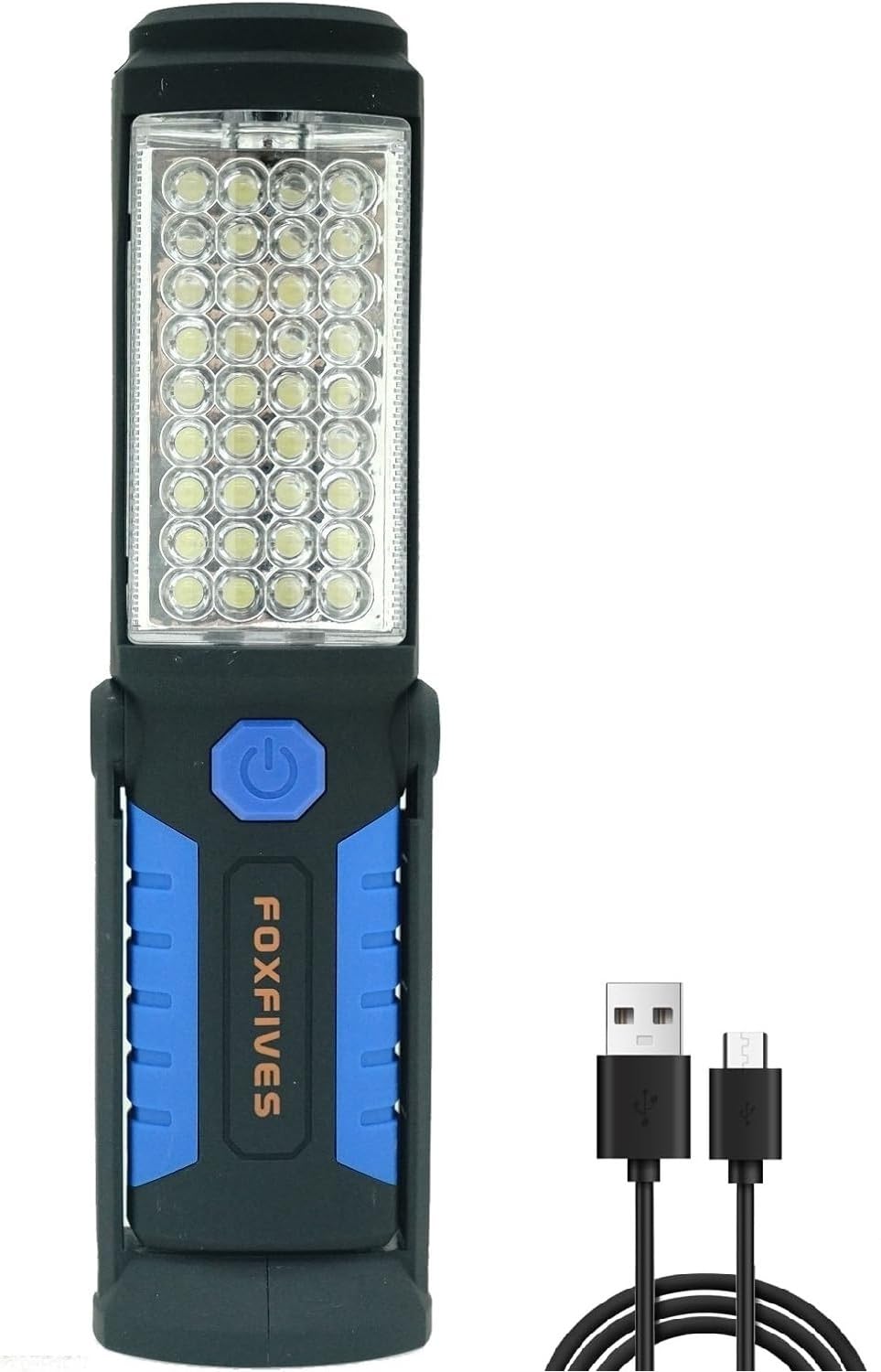 Powerful 36+5 LED 3000 Lumens Portable Flashlight Torch Rechargeable Inspection Lamp Camping Light Hands-Free Garage Workshop Flashlight for Work with Adjusting Stand, Hanging Hook and Magnet Base