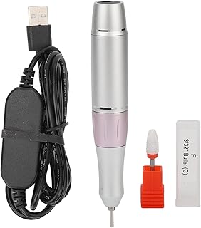 Conjunto de broca elétrica para unhas, broca elétrica USB prateada, polidor de unhas de metal de 30.000 RPM, conjunto de manicure e pedicure, ferramentas de pedicure para unhas