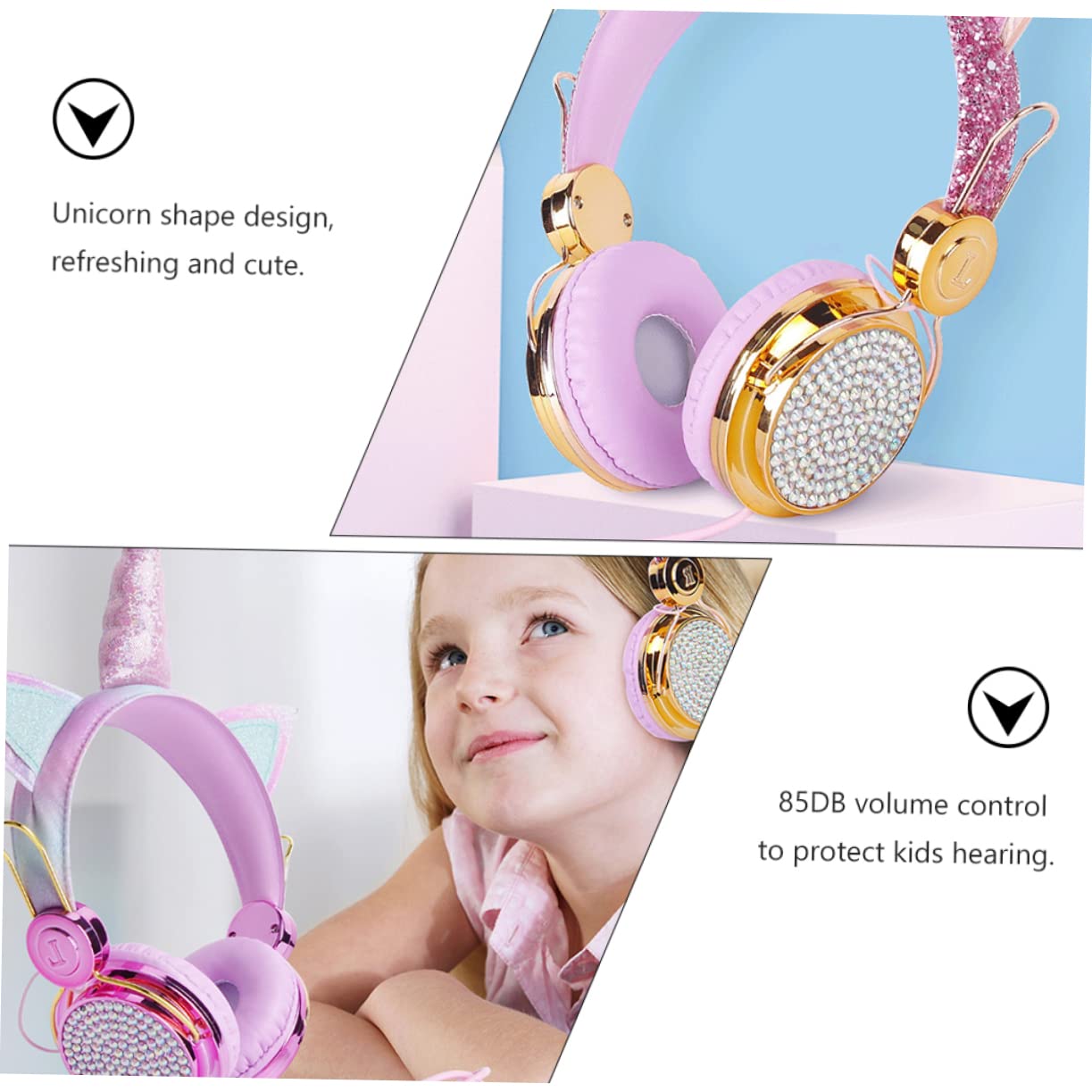 2stücke Mädchen Kopfhörer Mit Mikrofon Faltbare Einstellbare Over-Ear Ohrhörer Für Jungen Und Mädchen Lautstärkebegrenzung Geeignet Für Und Computer