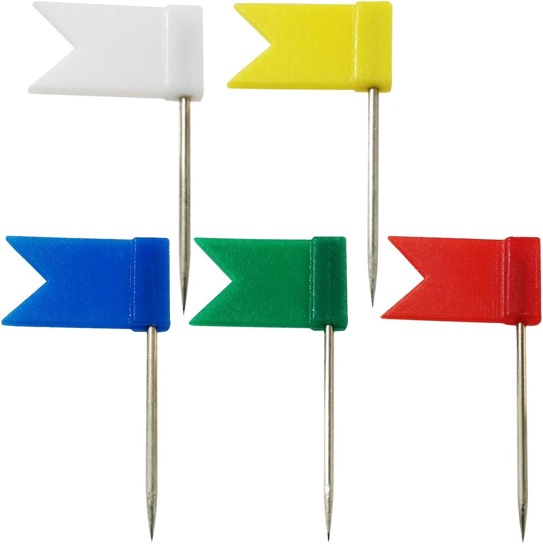 60 Pieces Multi-Color Flag Travel Map Push Pins (5 Colors)