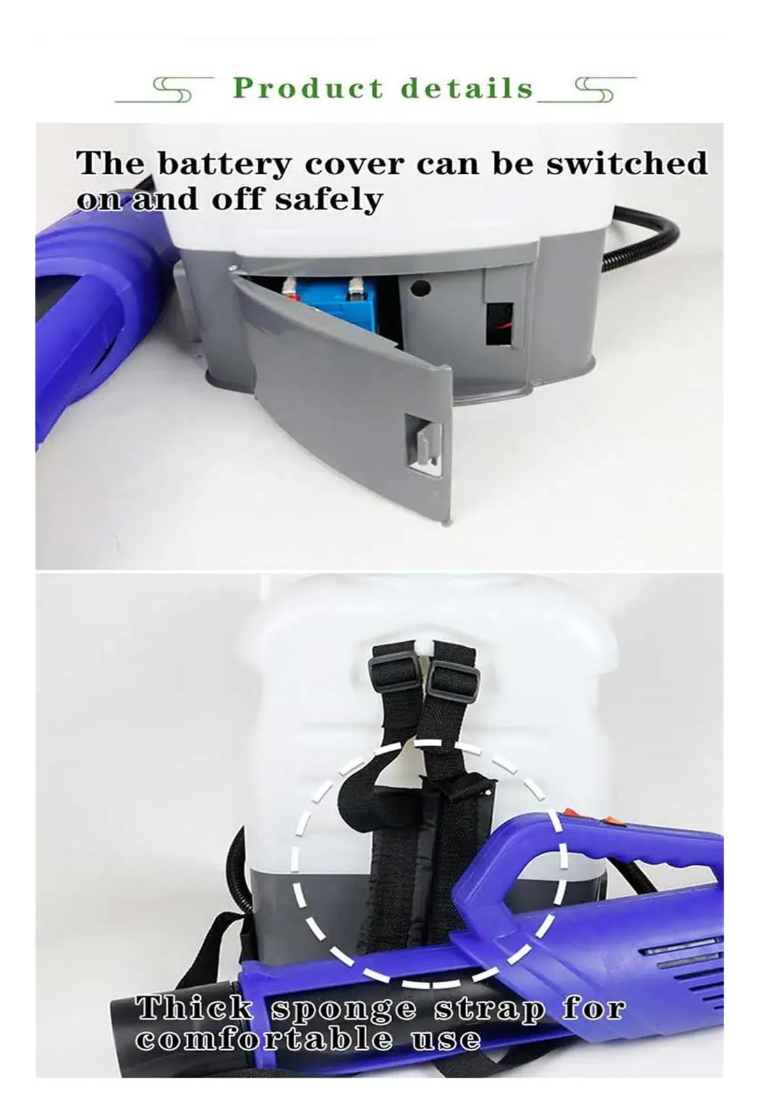 Pompa di alimentazione for agricoltura Zaino for batteria da 16 litri Nebulizzatore elettrostatico for spruzzatore multiuso, facile da usare
