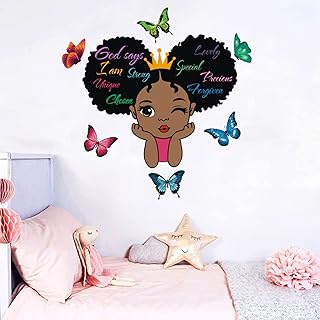 DREMISI Black Girl Magic Wall Decals for Girls Bedroom, Inspirational Quote Wall Decal Motivational Saying African American Wall Sticker Pink Room Decor for Bedroom Playroom Living Room Nursery